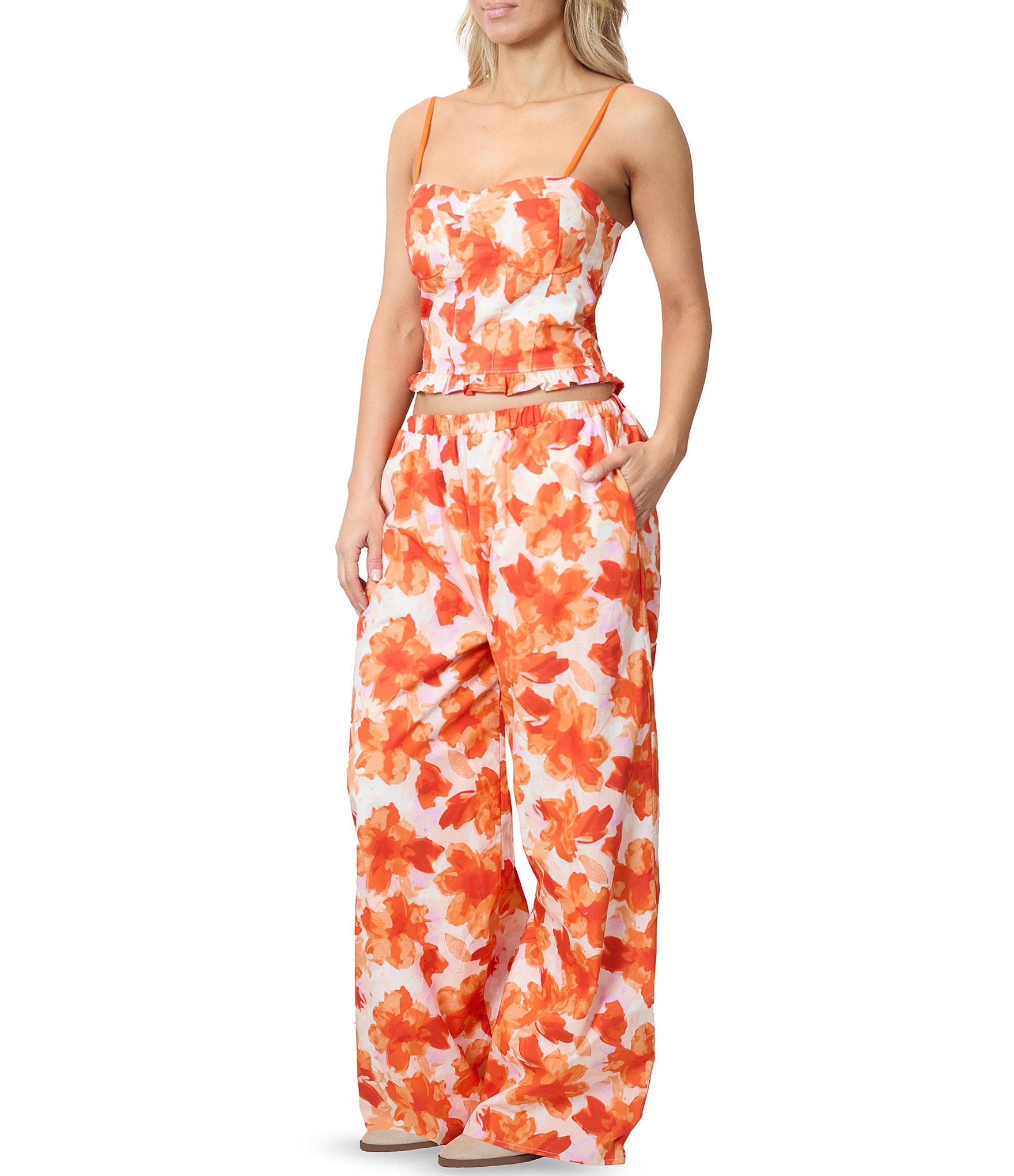 Stevie by Steve Madden Floral Print High Rise Flowy Pull-On Pant