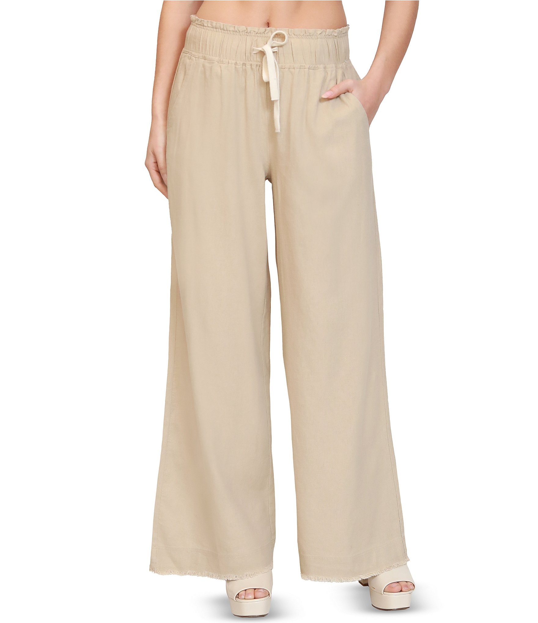 Stevie by Steve Madden Linen Blend Wide Leg Pants
