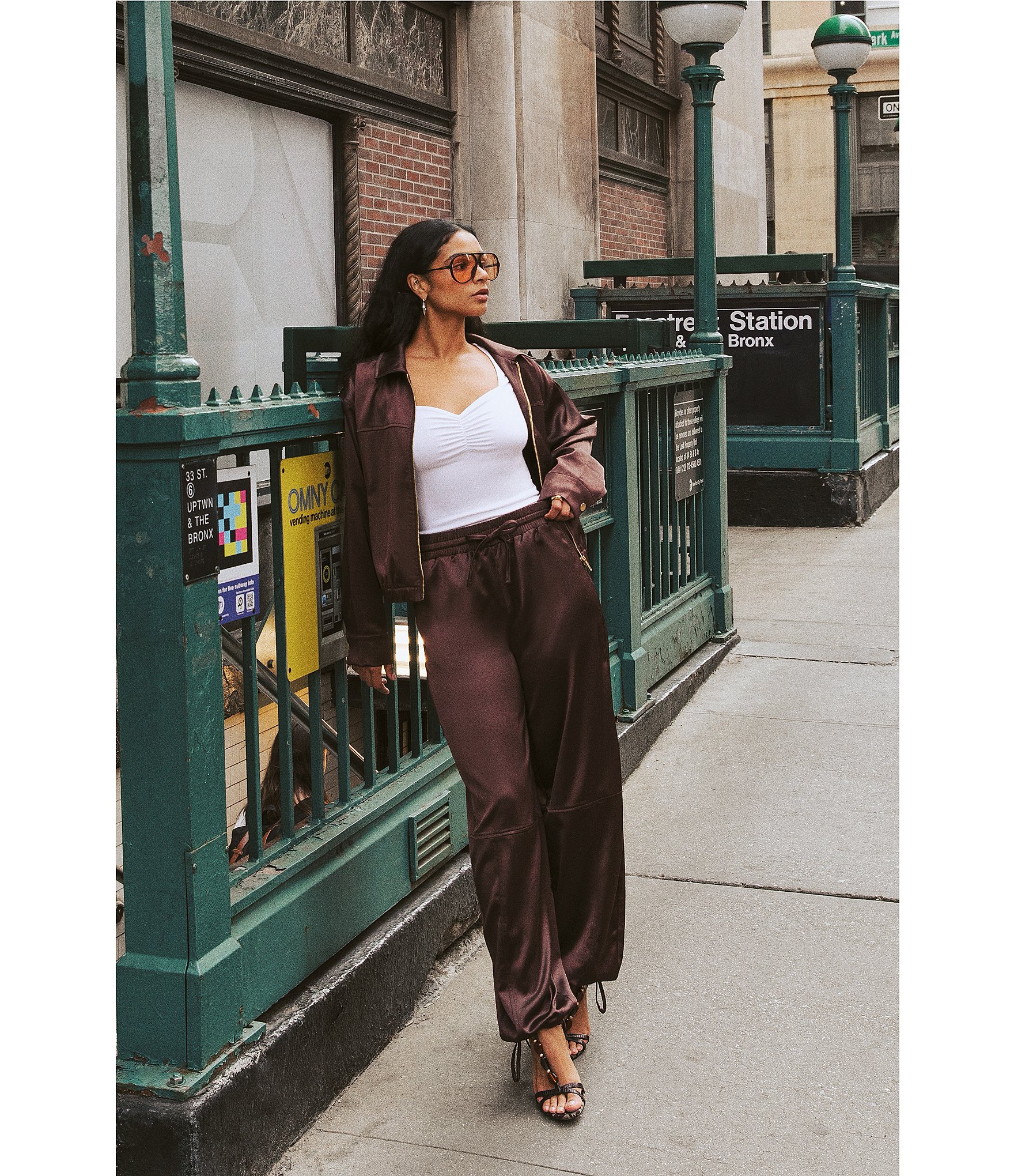 Stevie By Steve Madden Satin Barrel Pants