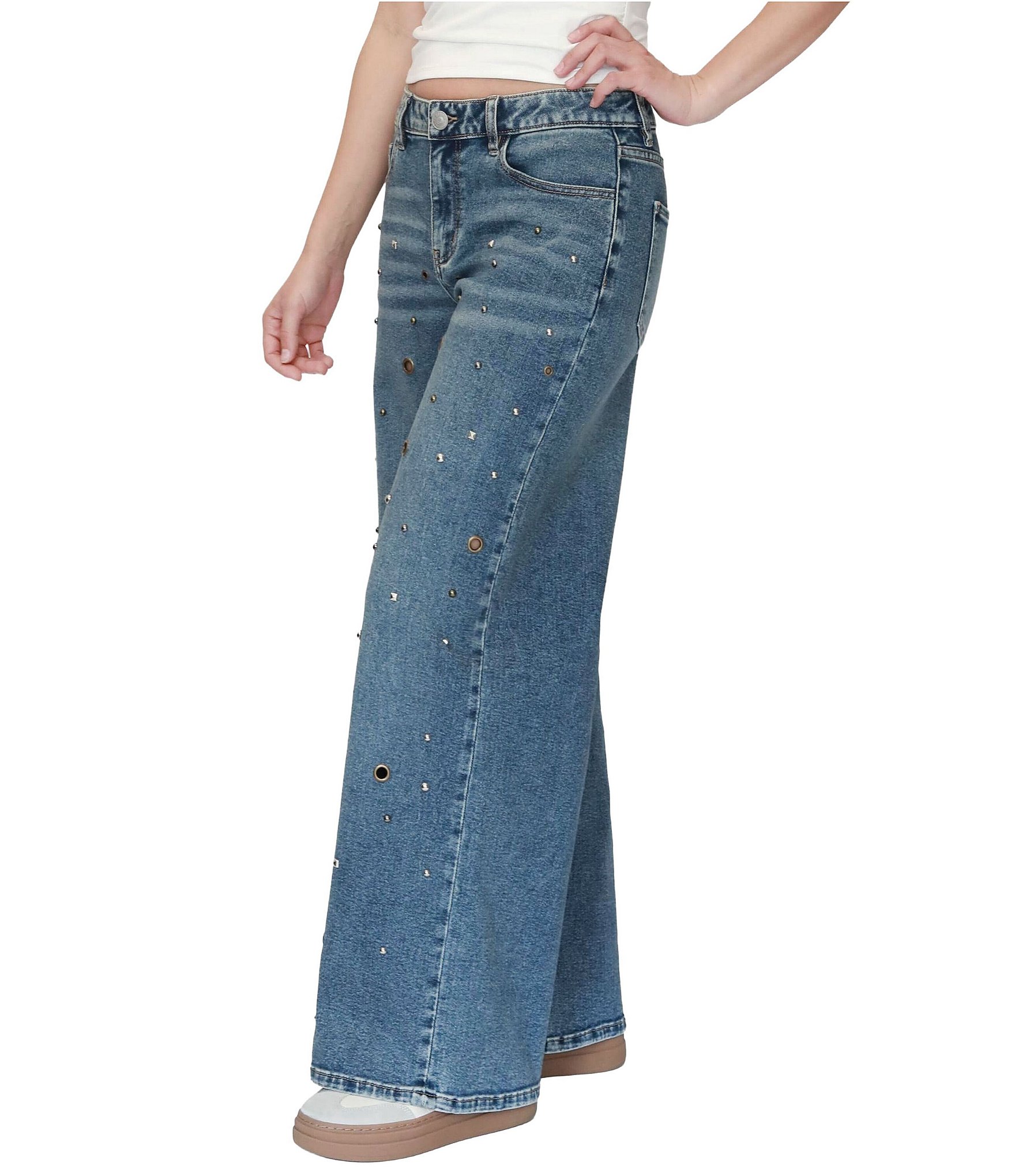 Stevie Jeans Lacy Wide Leg Studded Jeans