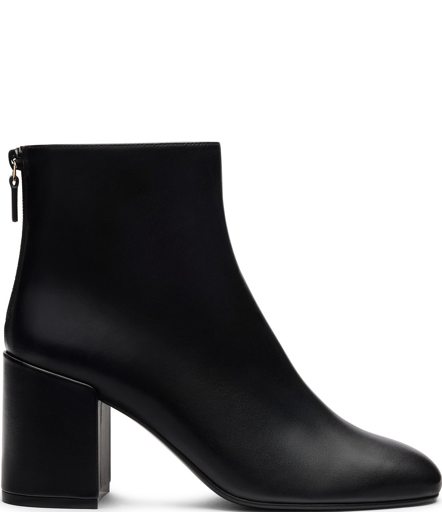 Stuart Weitzman Bacardi Zip 75 Leather Block Heel Booties