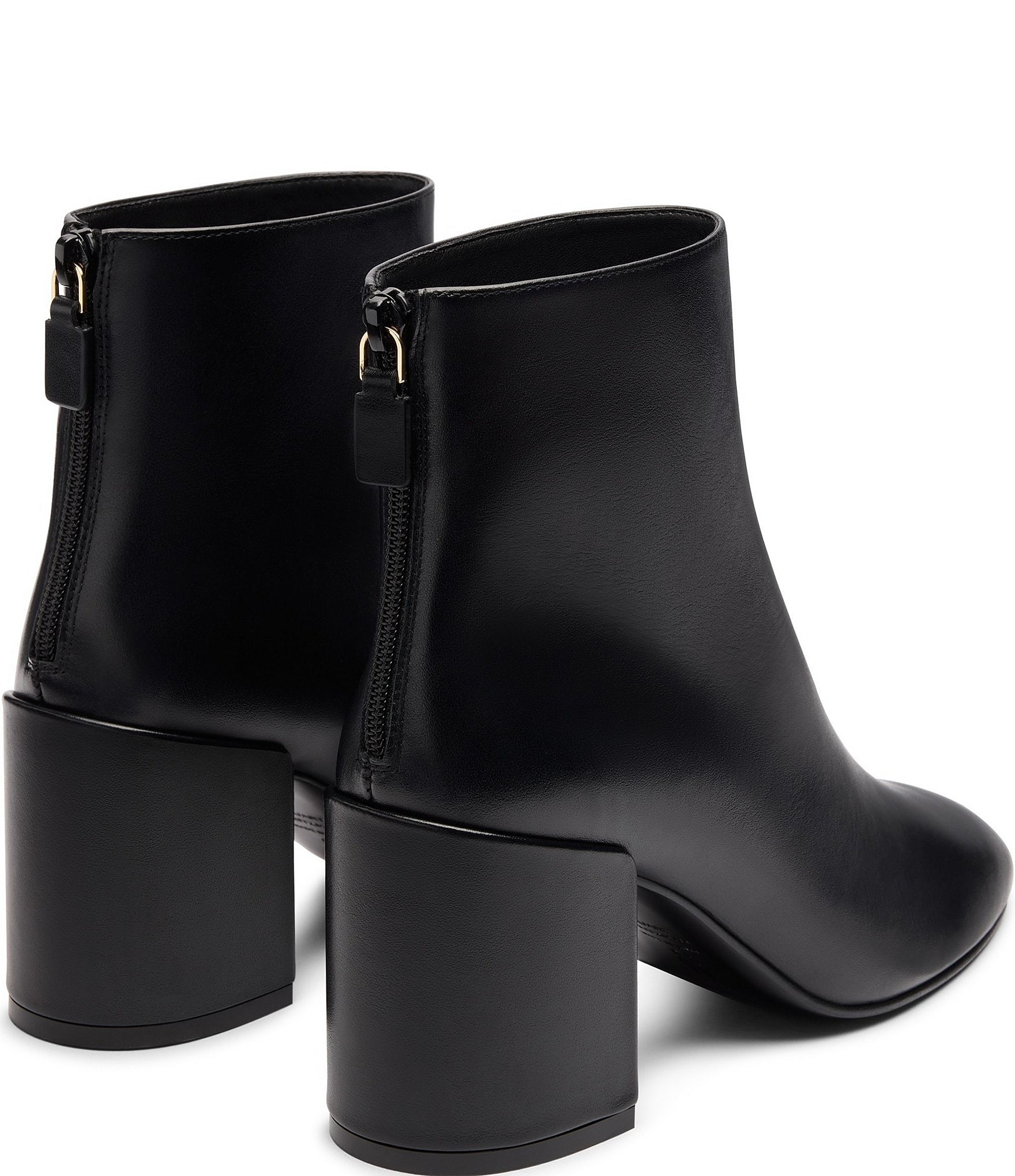 Stuart Weitzman Bacardi Zip 75 Leather Block Heel Booties