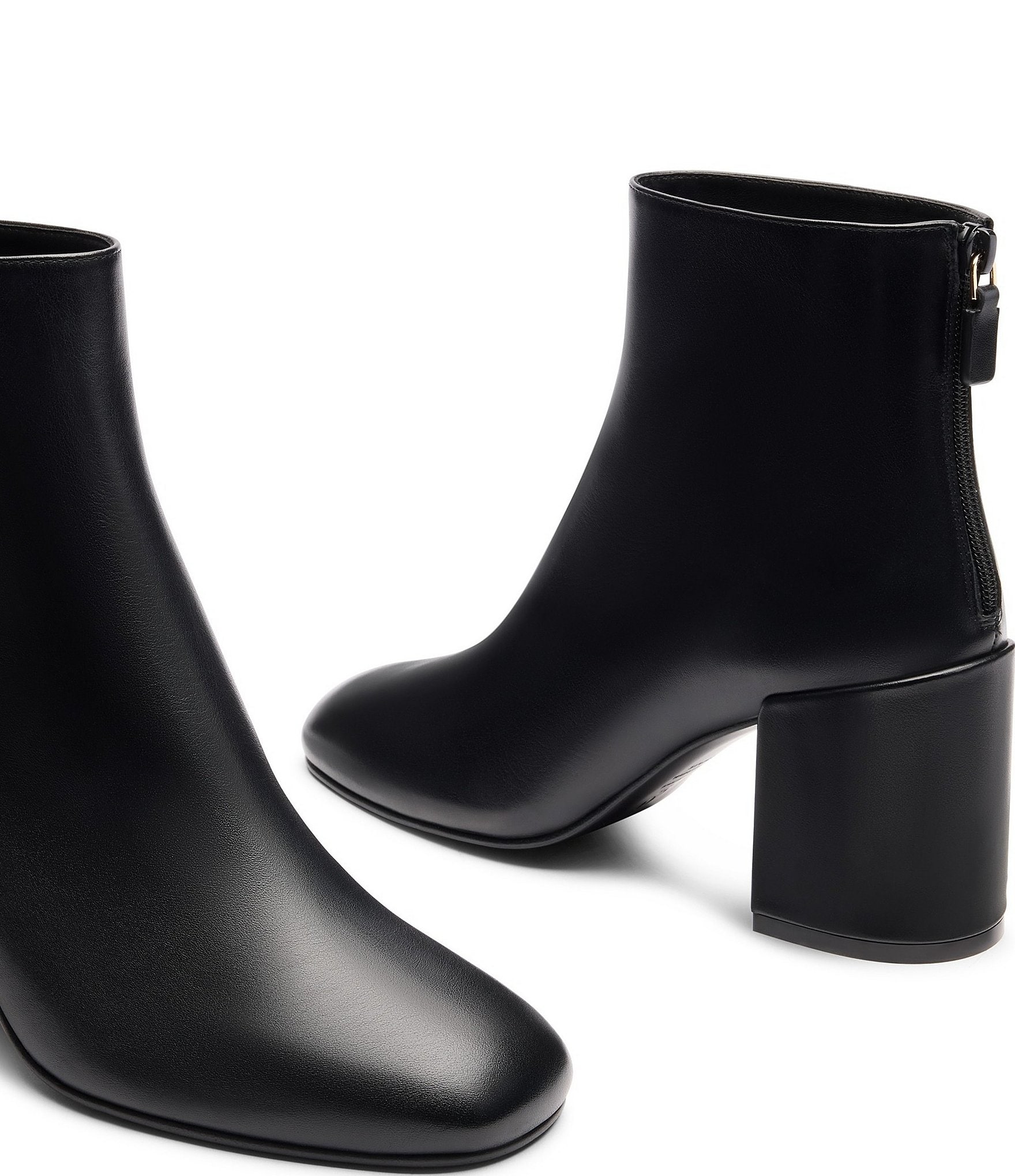 Stuart Weitzman Bacardi Zip 75 Leather Block Heel Booties