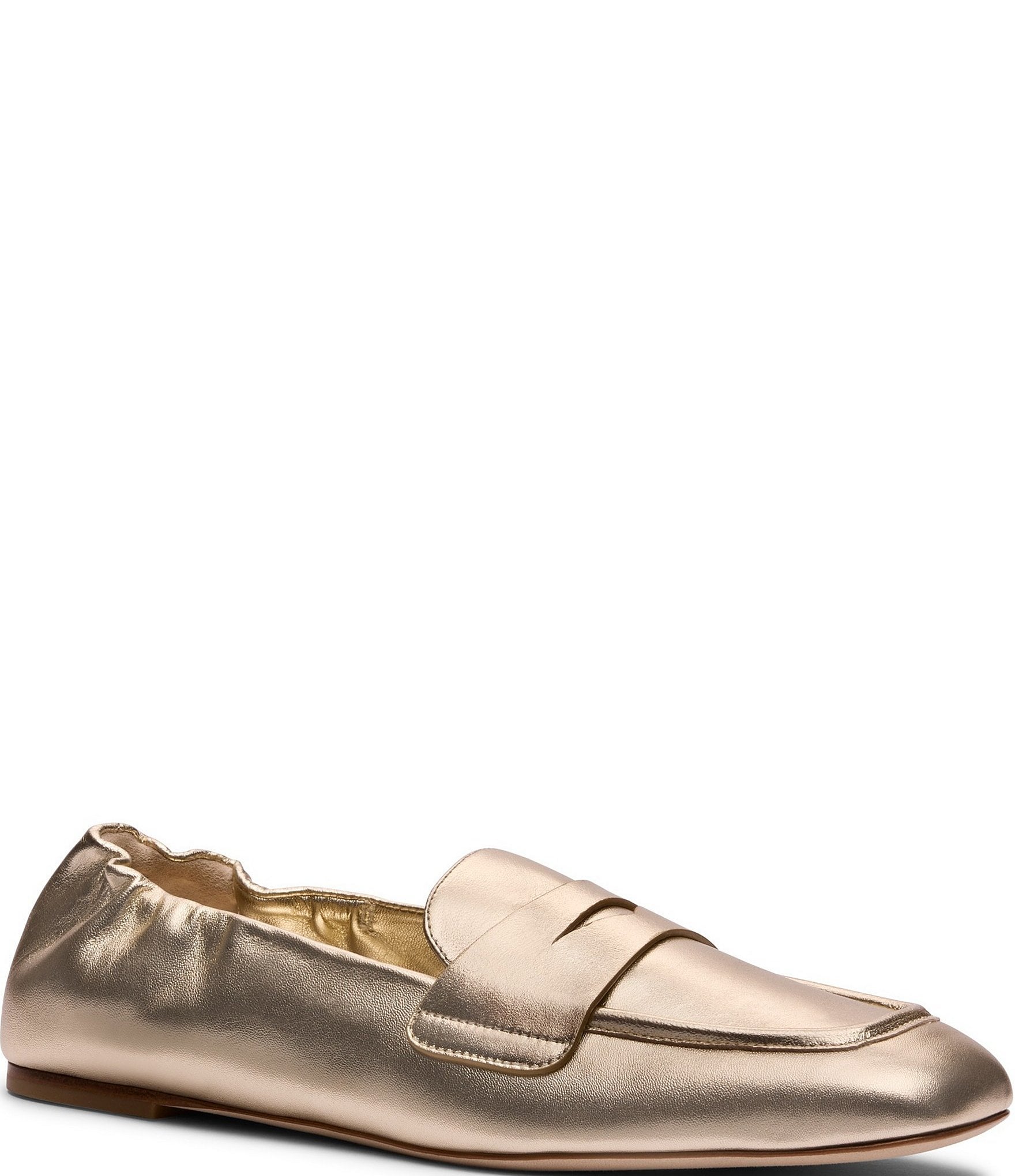 Stuart Weitzman Bryant Metallic Leather Penny Loafers