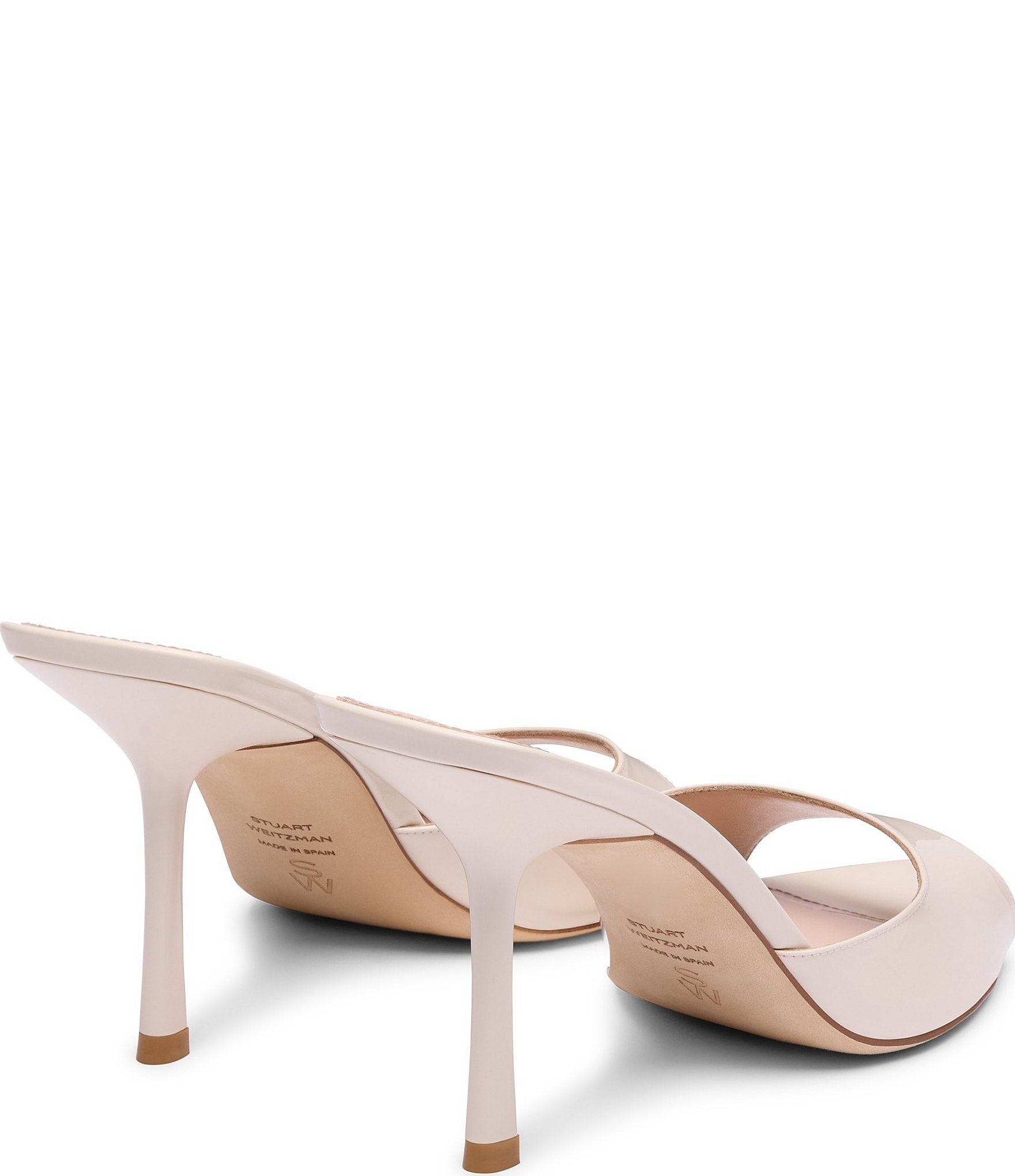 Stuart Weitzman Lexington 85 Patent Leather Stiletto Pointed Toe Slide Sandals