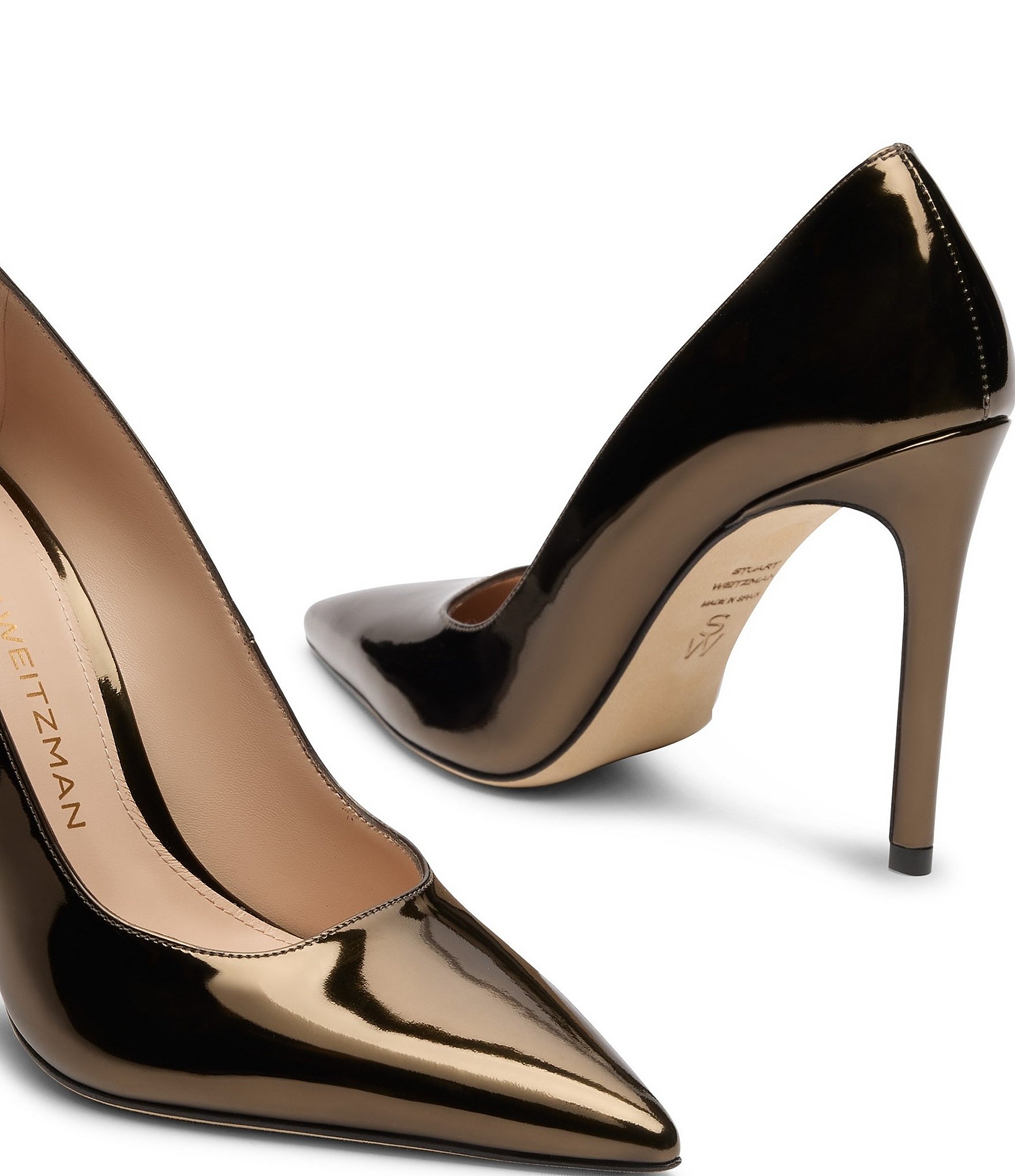 Stuart Weitzman Stuart Power Patent Leather Pointed Toe Stiletto Pumps