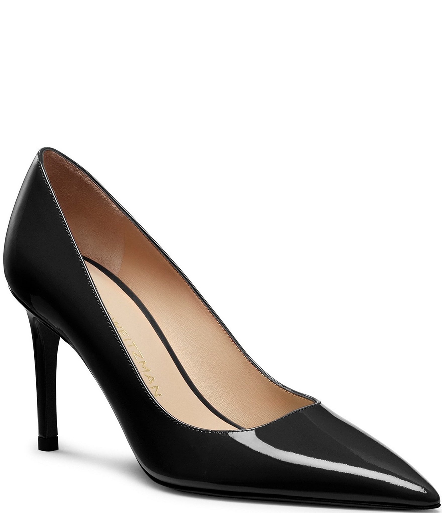 Stuart Weitzman Stuart Power 85 Patent Leather Pointed Toe Stiletto Pumps
