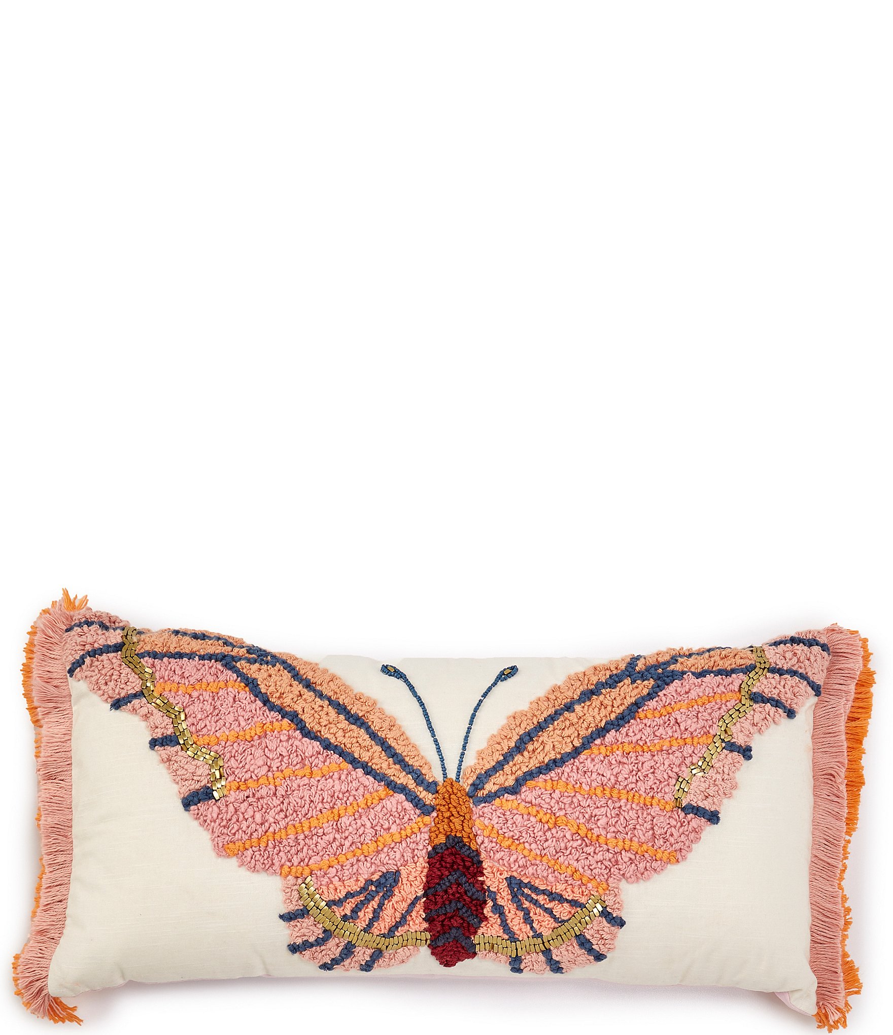 Studio D Tufted Butterfly Fringed Pillow