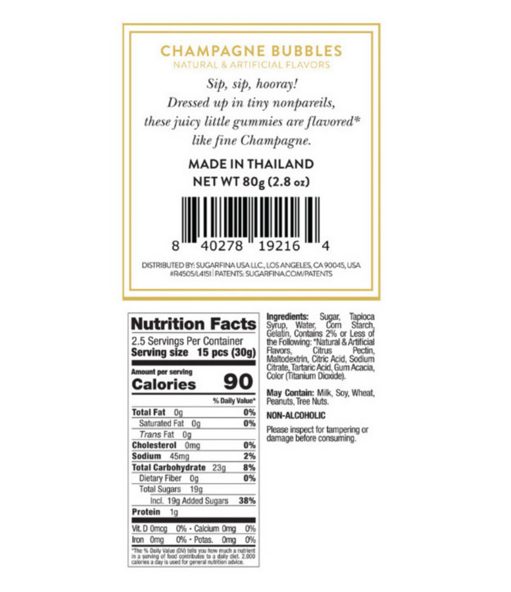 Sugarfina Cheers Champagne Bubbles Kit. Set of 3