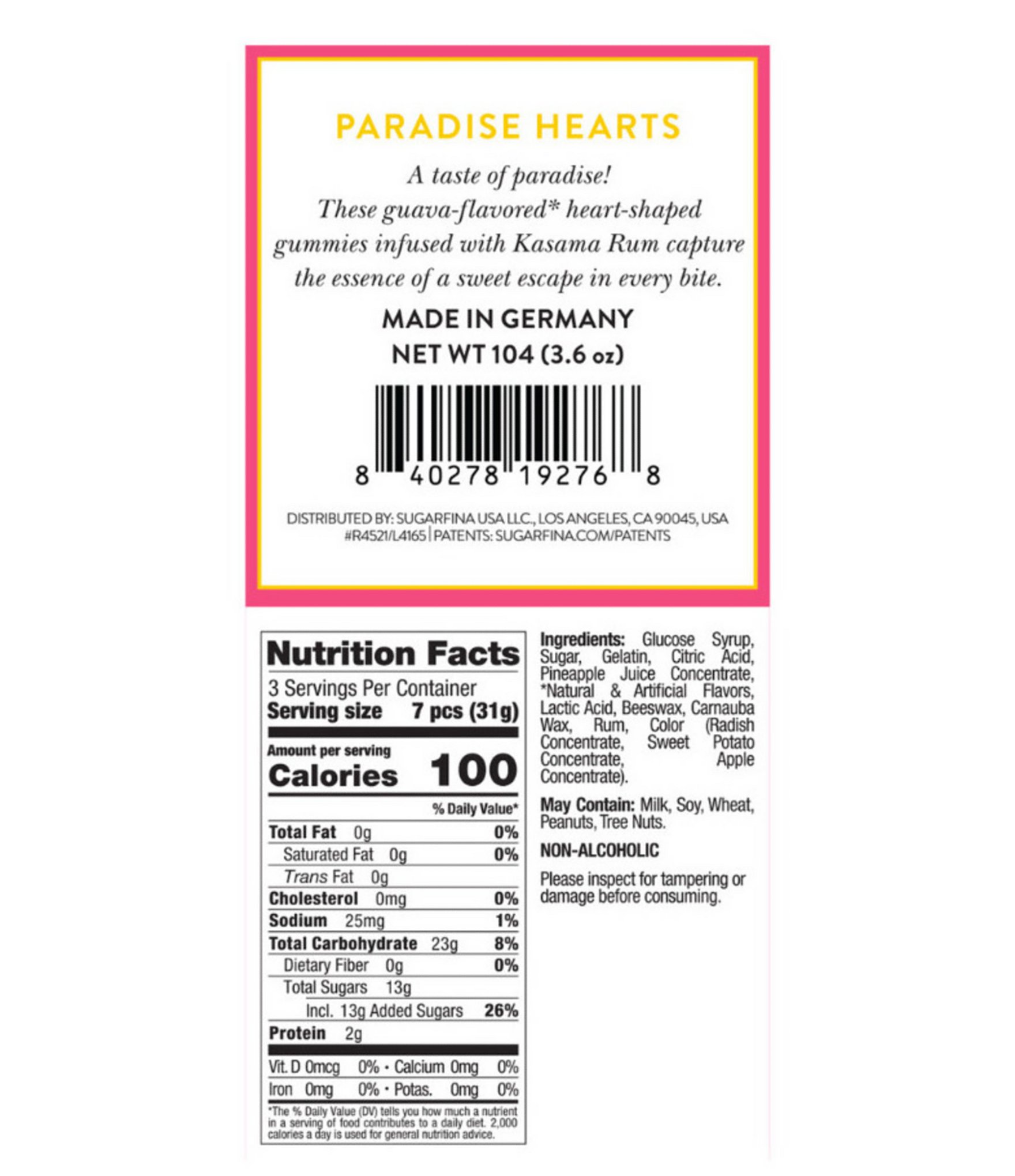 Sugarfina Paradise Heart Jellies Cube Kit, Set of 4