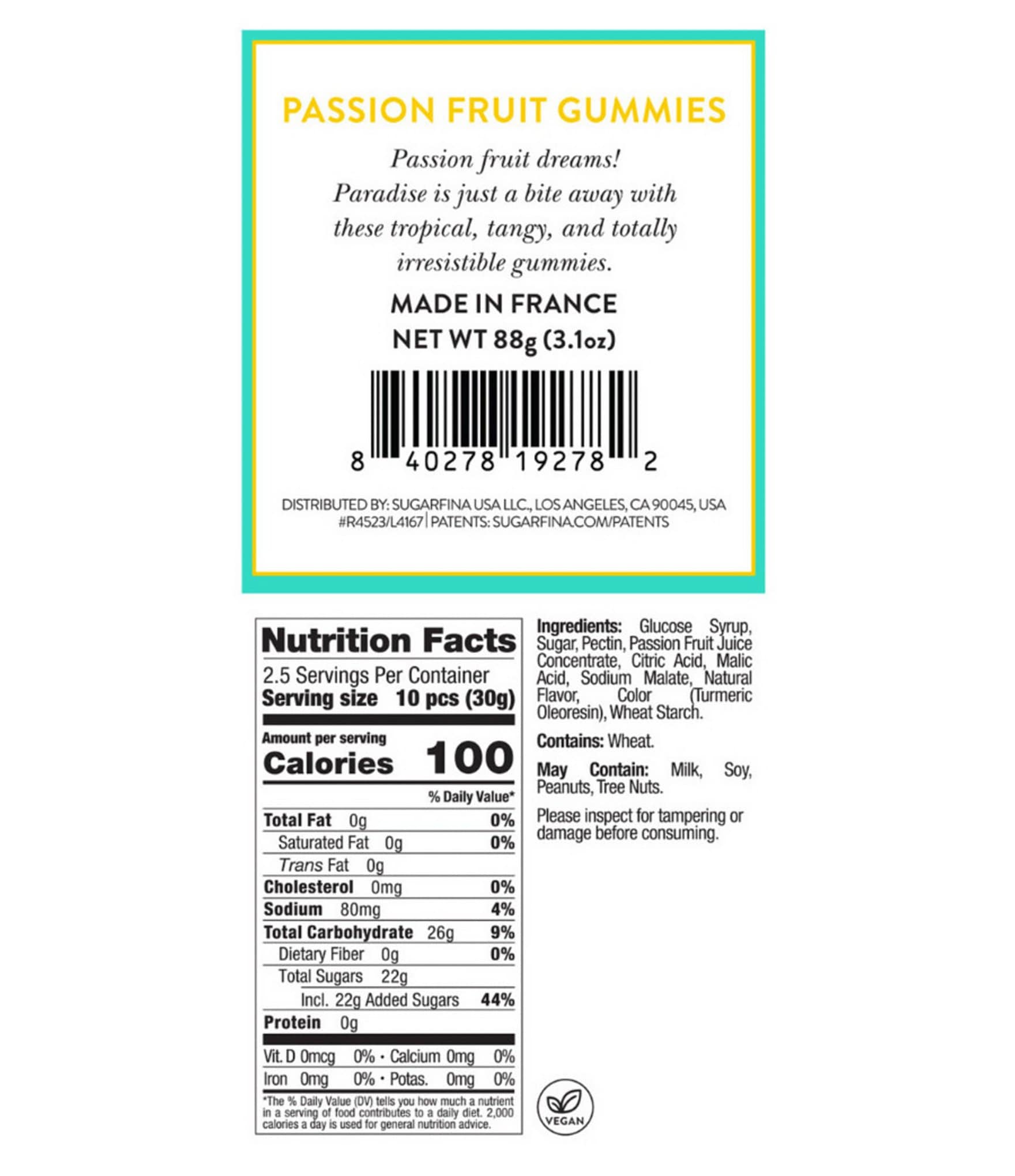 Sugarfina Passion Fruit Small 4pc Cube Kit