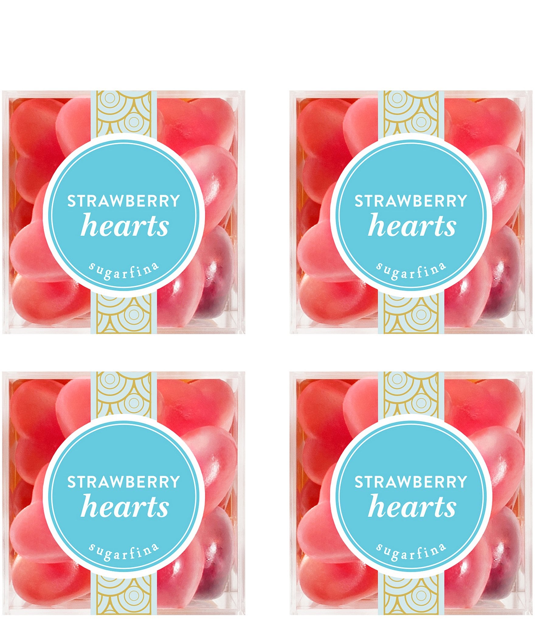 Sugarfina Strawberry Hearts Small Cube 4-Piece Kit