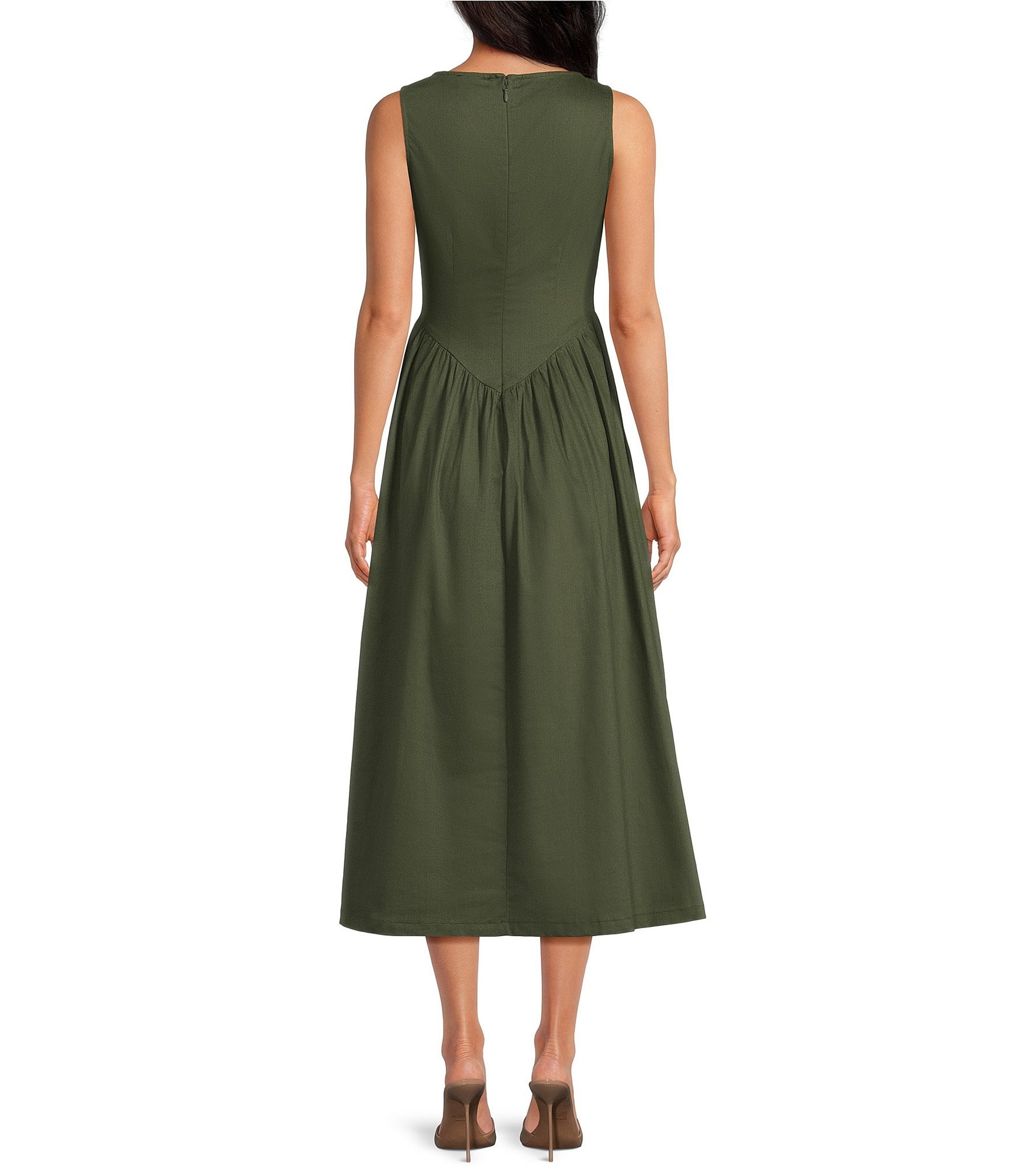 Sugarlips Carine Boat Neck Sleeveless A-Line Midi Dress