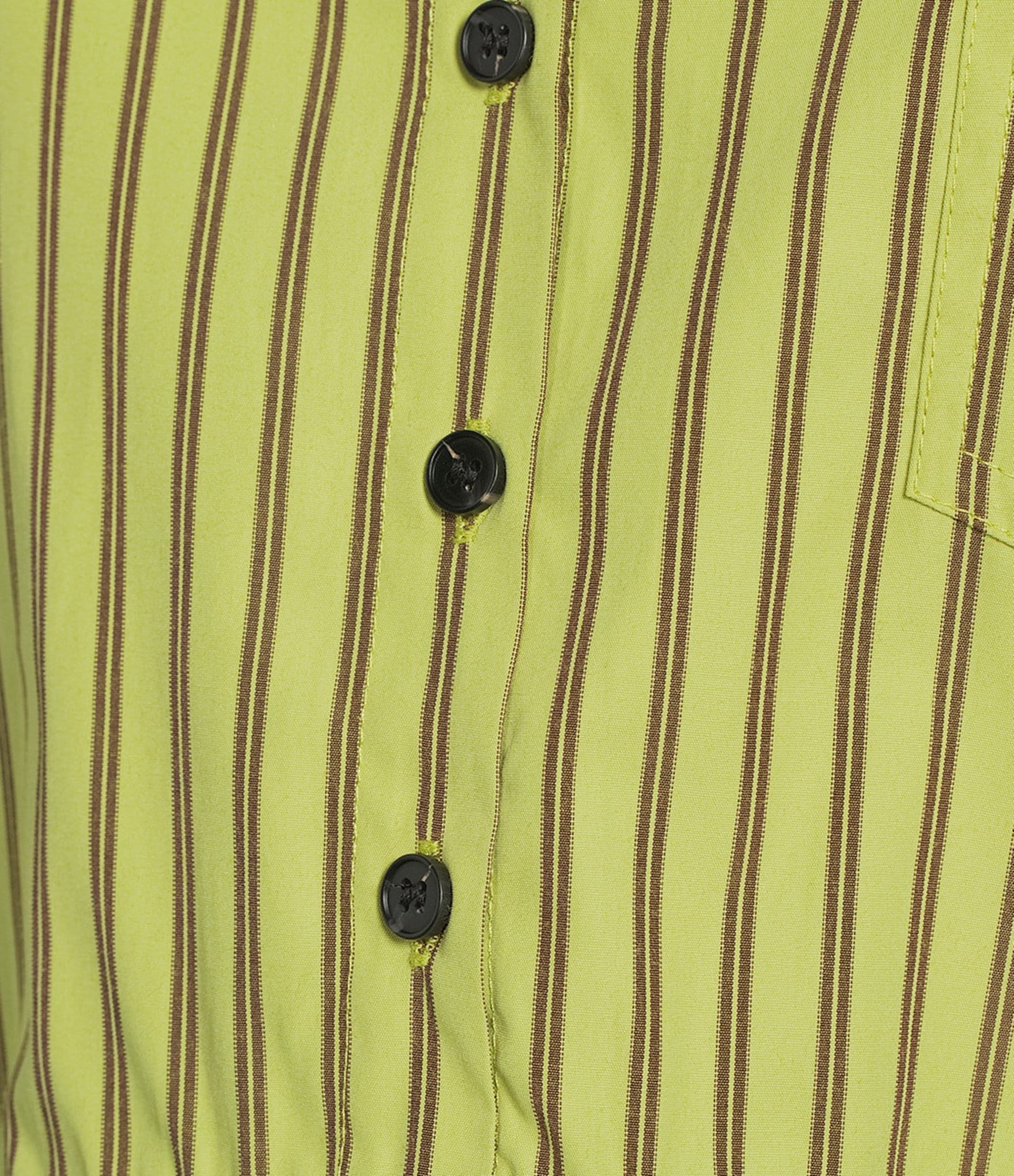 Sugarlips Marinela Woven Stripe Print Collared Half Sleeve Ruffle Hem Button Front Top