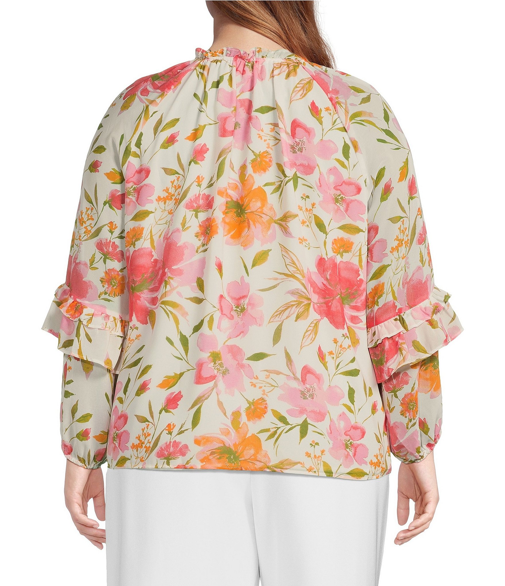 Sugarlips Plus Bell Sleeve Floral Print Blouse