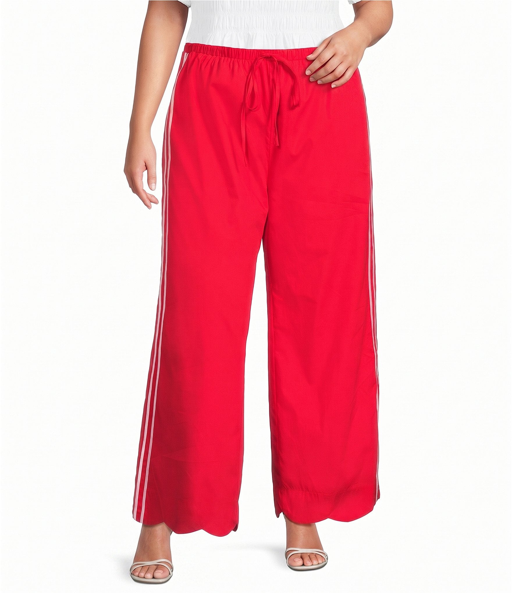 Sugarlips Plus Size Britt Side Stripe Draw String Wide Leg Pants