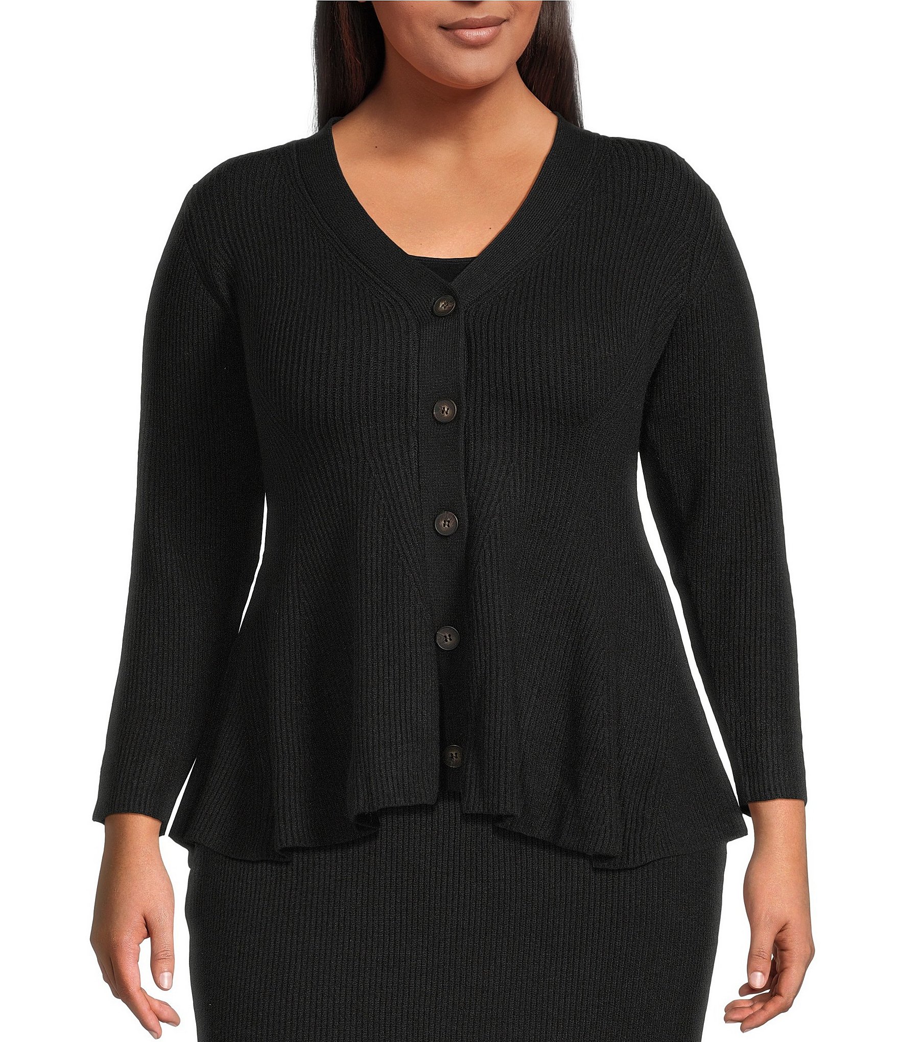 Sugarlips Plus Size Carthay Mile V-Neck Long Sleeve Button Down Coordinating Cardigan