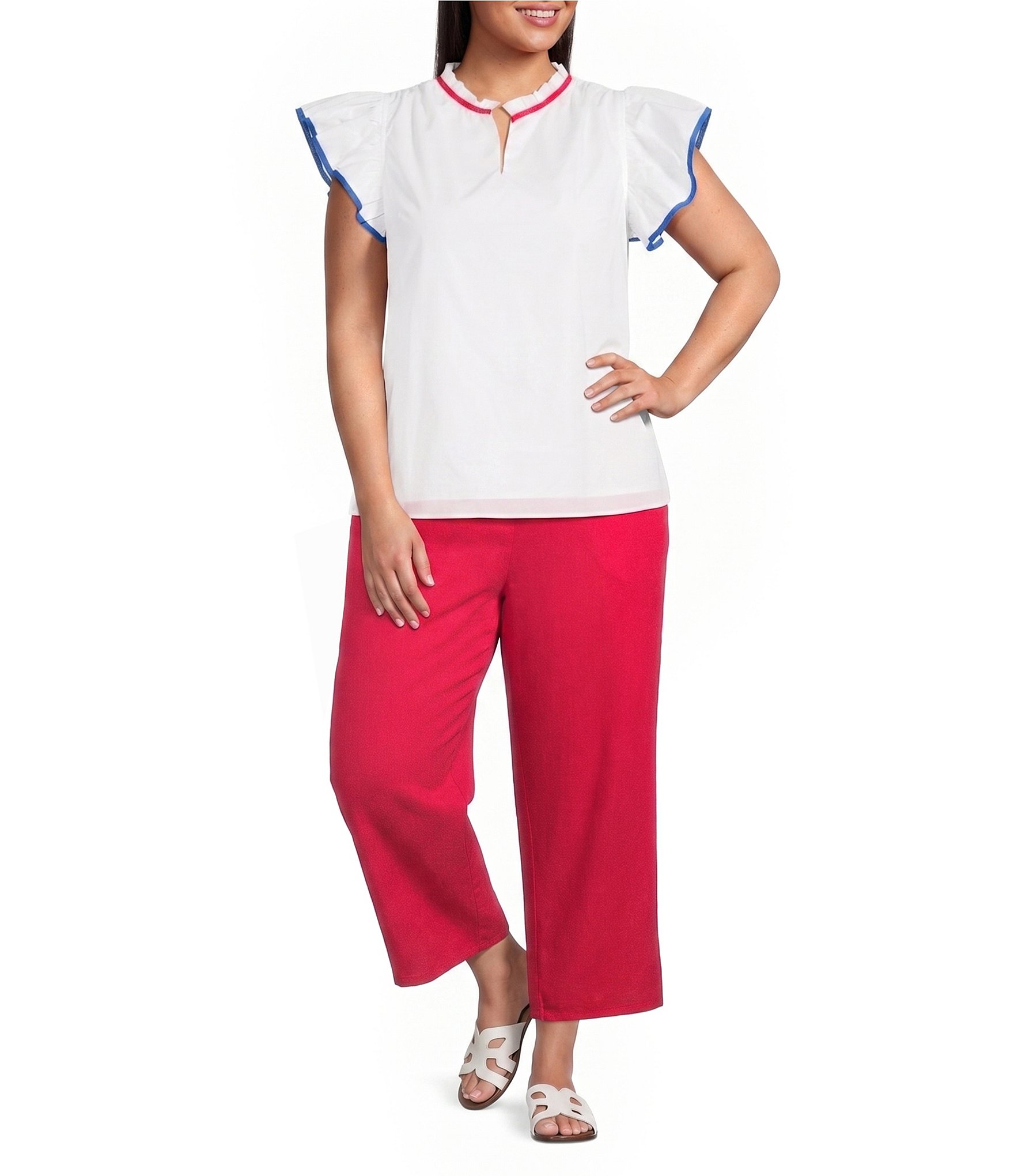 Sugarlips Plus Size Doverie Gill Pull On Wide Leg Pants