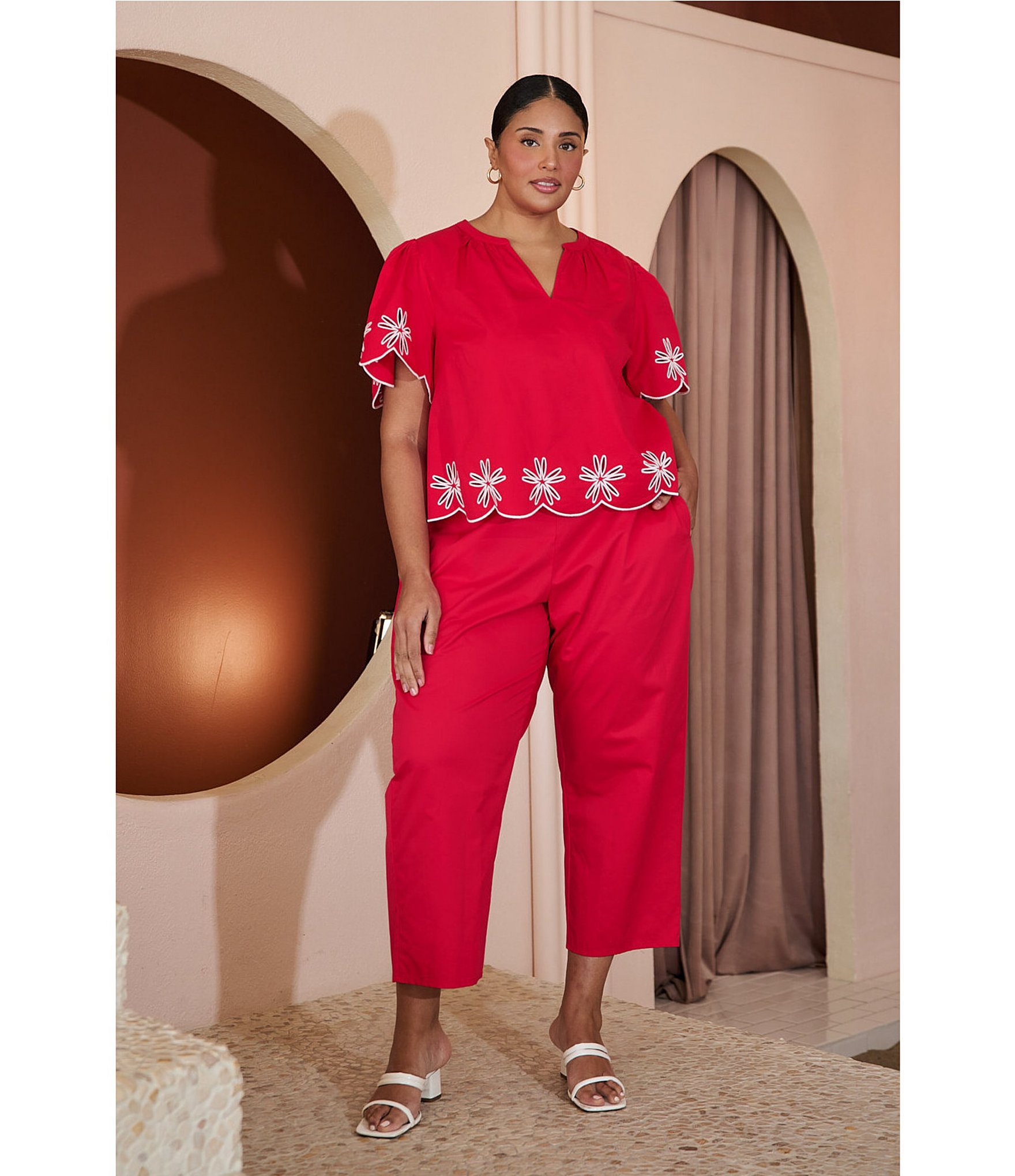 Sugarlips Plus Size Doverie Gill Pull On Wide Leg Pants