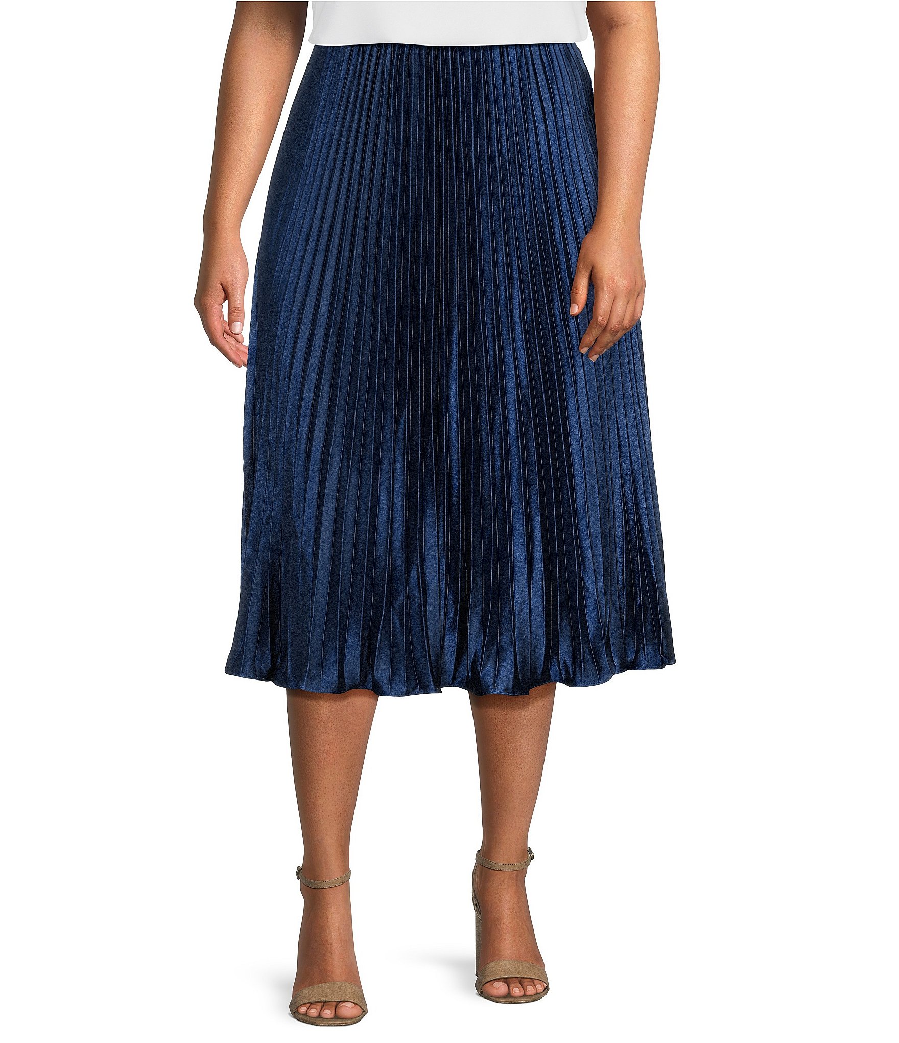 Sugarlips Plus Size High Rise Pleated Midi Skirt Dillard s