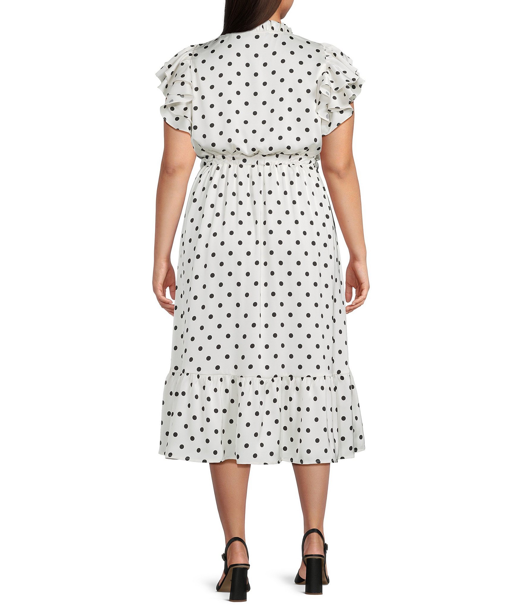 Sugarlips Plus Size Polka Dot Ruffled Midi Dress