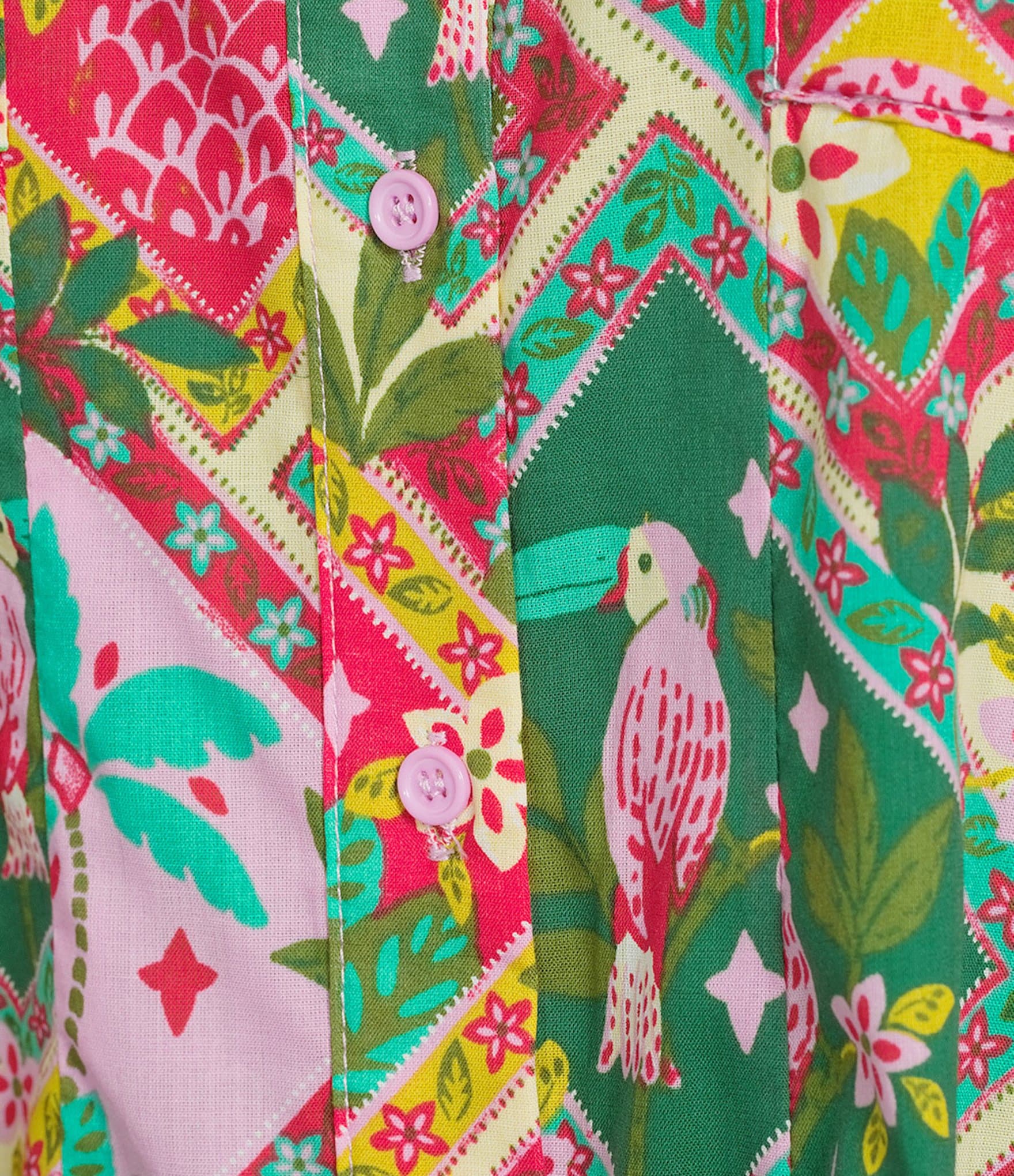 Sugarlips Tropical Printed Collared Long Sleeve Button Down Coordinating Shirt