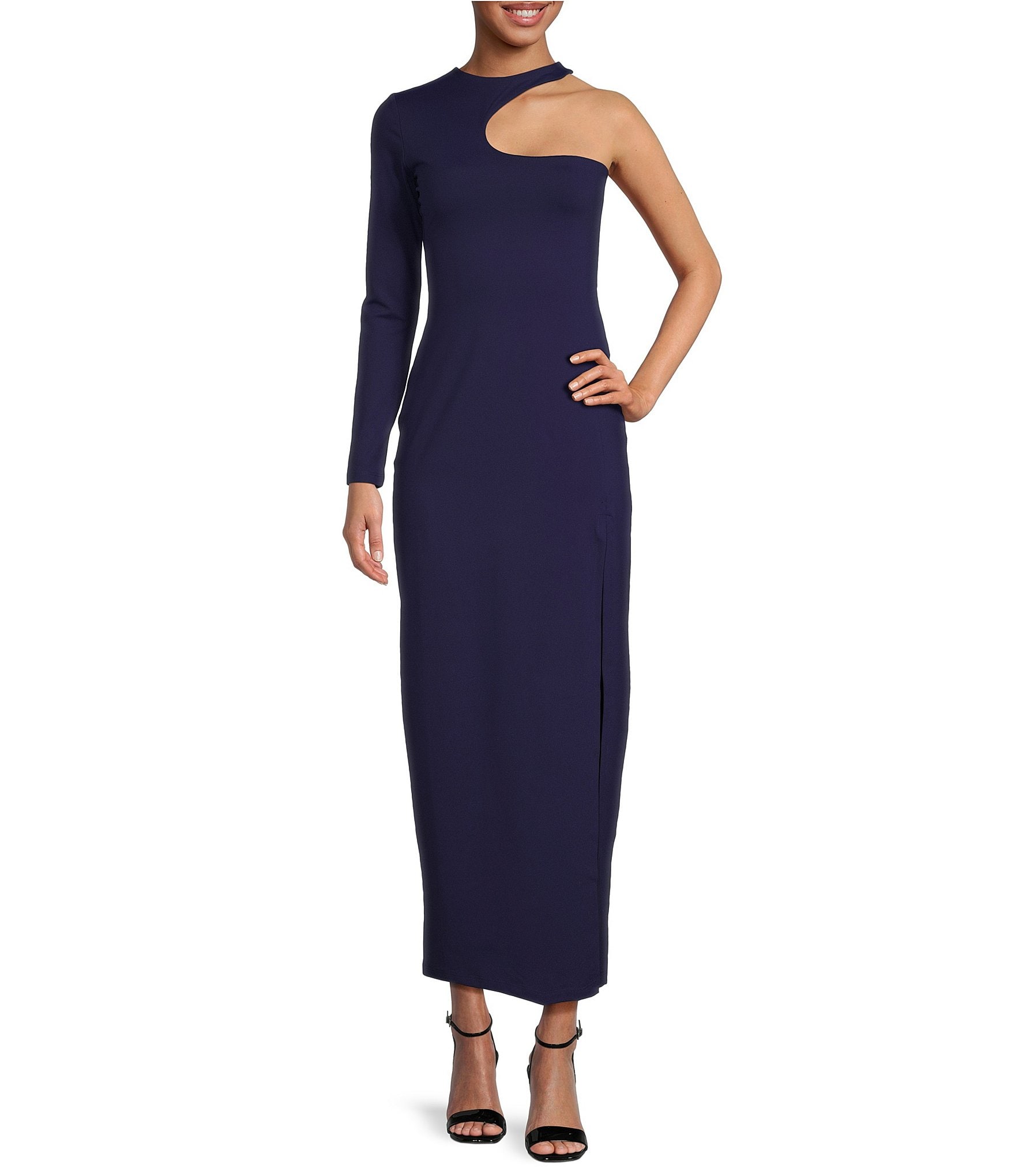 Susana Monaco One-Shoulder Long Sleeve Midi Dress | Dillard's