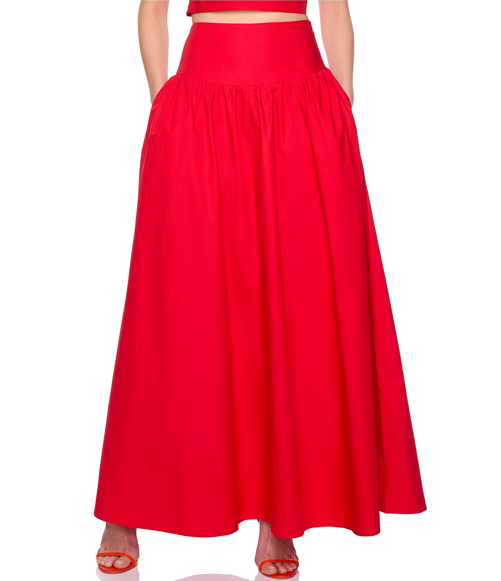 Susana Monaco Poplin Drop Waist Maxi Skirt