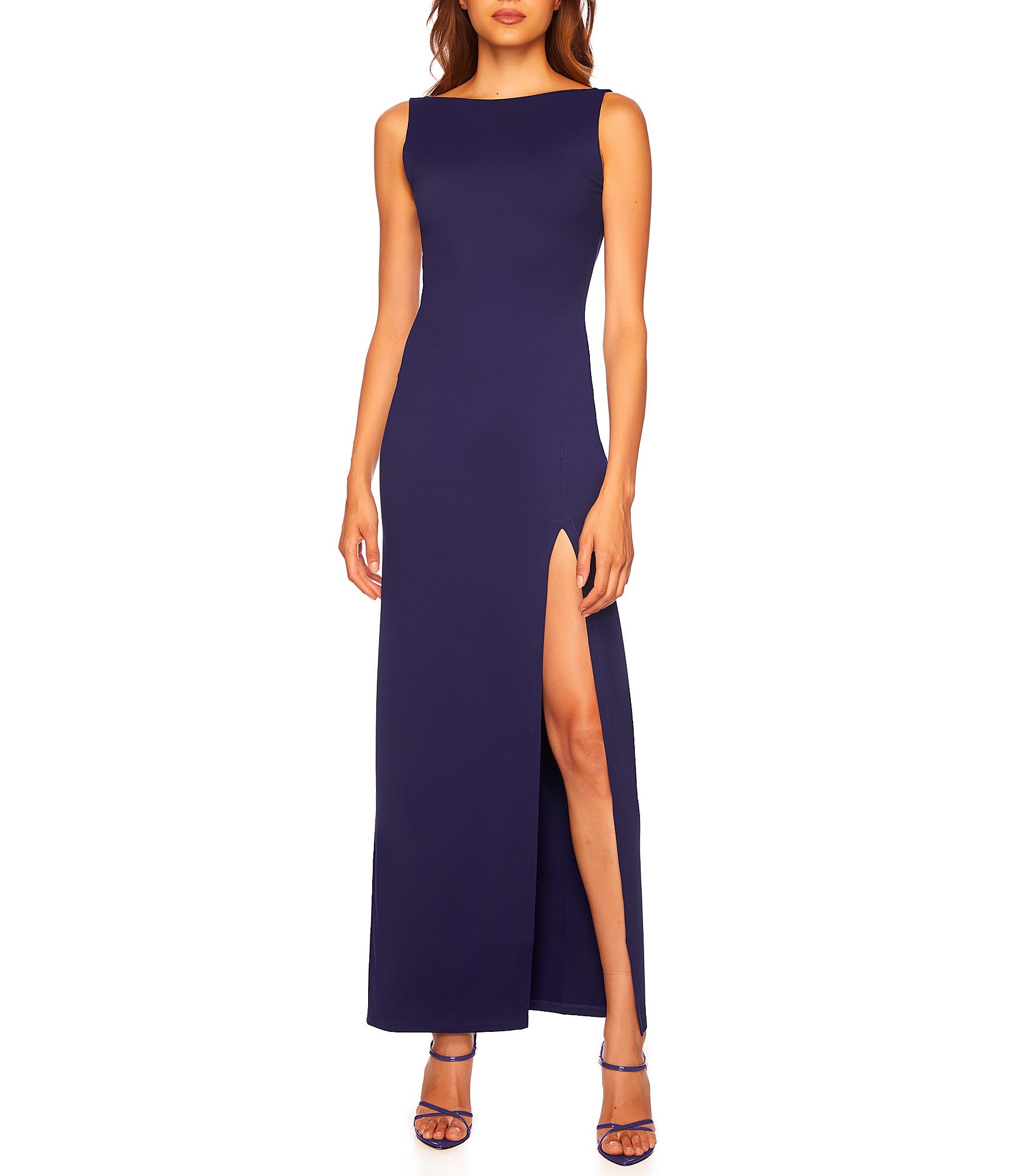 Susana Monaco Sleeveless Low Back Slit Sheath Maxi Dress | Dillard's