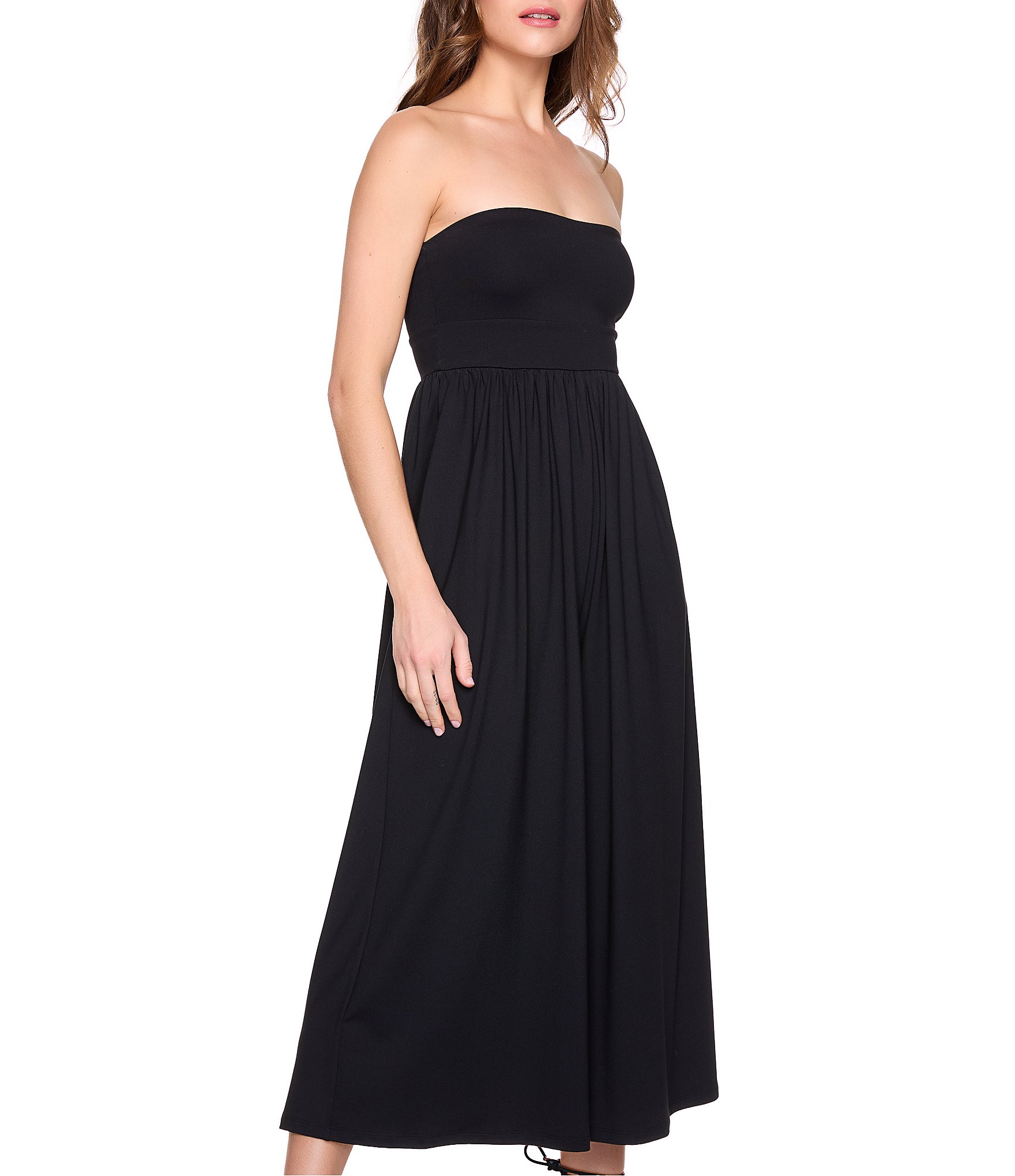 Susana Monaco Tube Strapless Wide Leg Cropped Jumpsuit