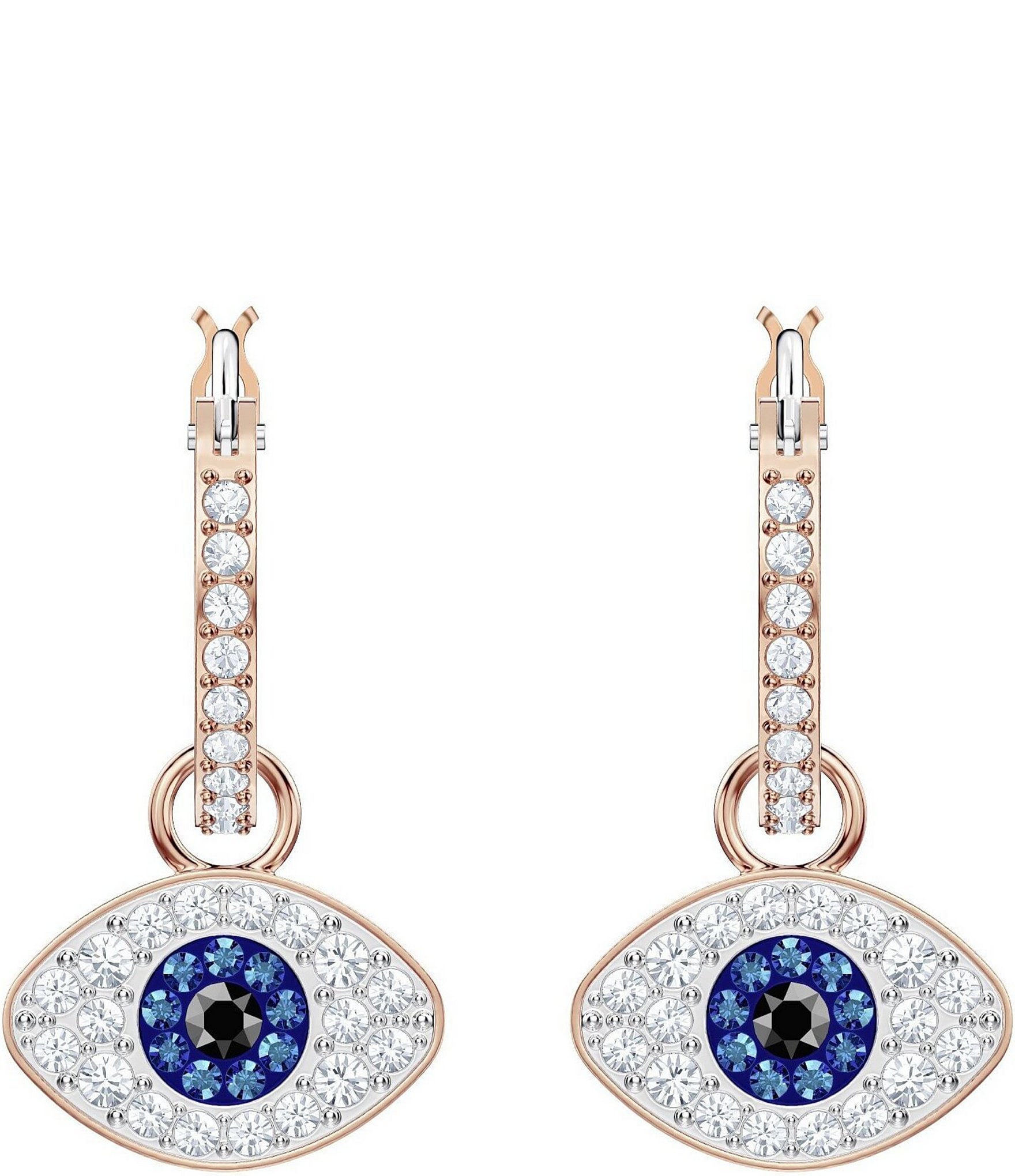 Swarovski 2-In-1 Duo Evil Eye Crystal Hoop Drop Earrings