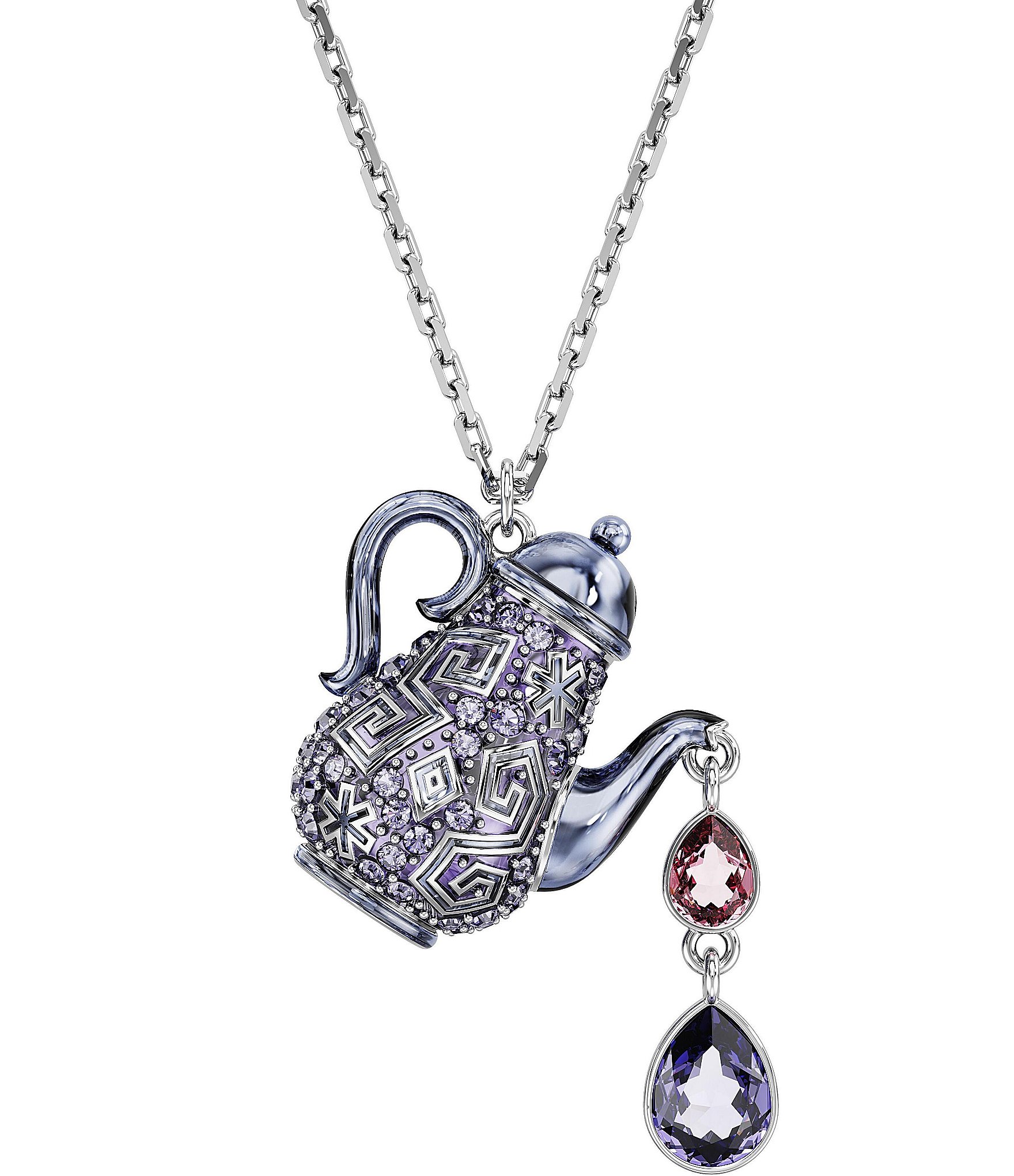 Swarovski Alice In Wonderland Teapot Crystal Short Pendant Necklace