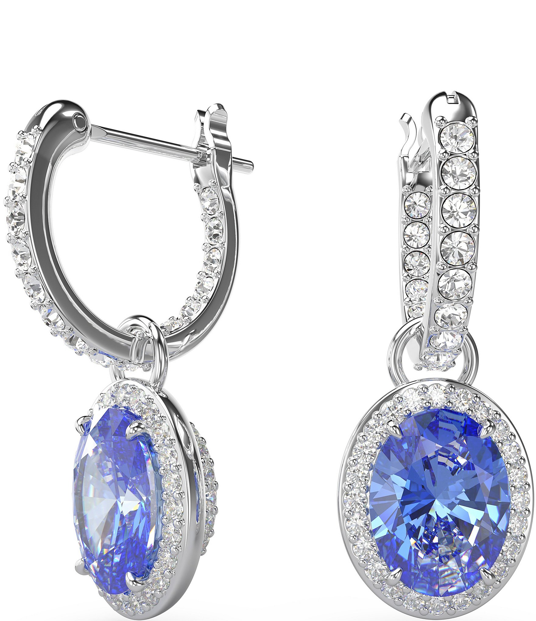 Swarovski Constella Oval Cut Huggie Hoop Crystal Drop Earrings