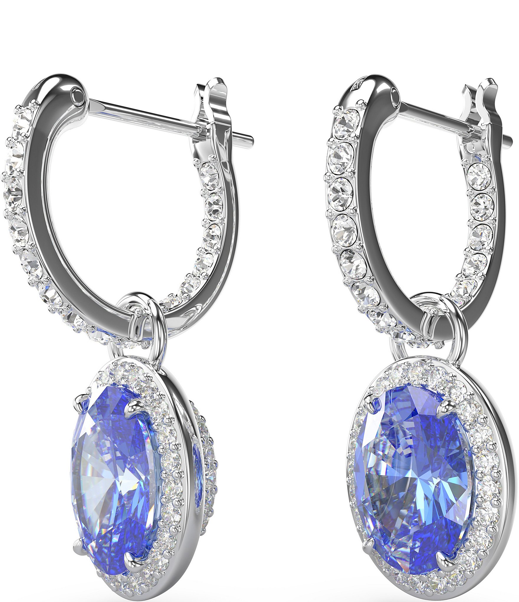 Swarovski Constella Oval Cut Huggie Hoop Crystal Drop Earrings