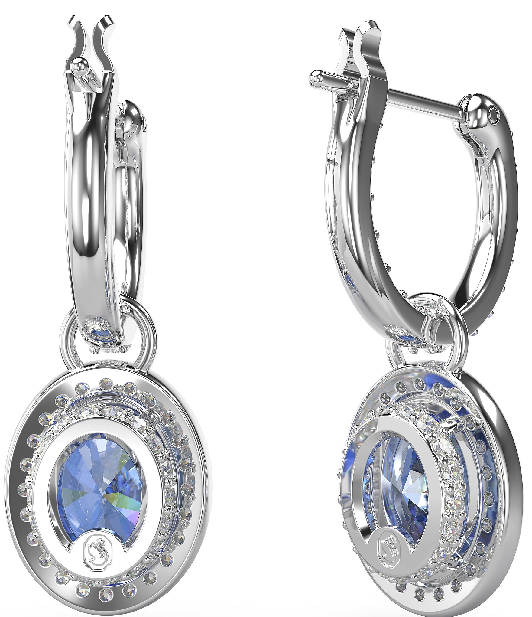 Swarovski Constella Oval Cut Huggie Hoop Crystal Drop Earrings