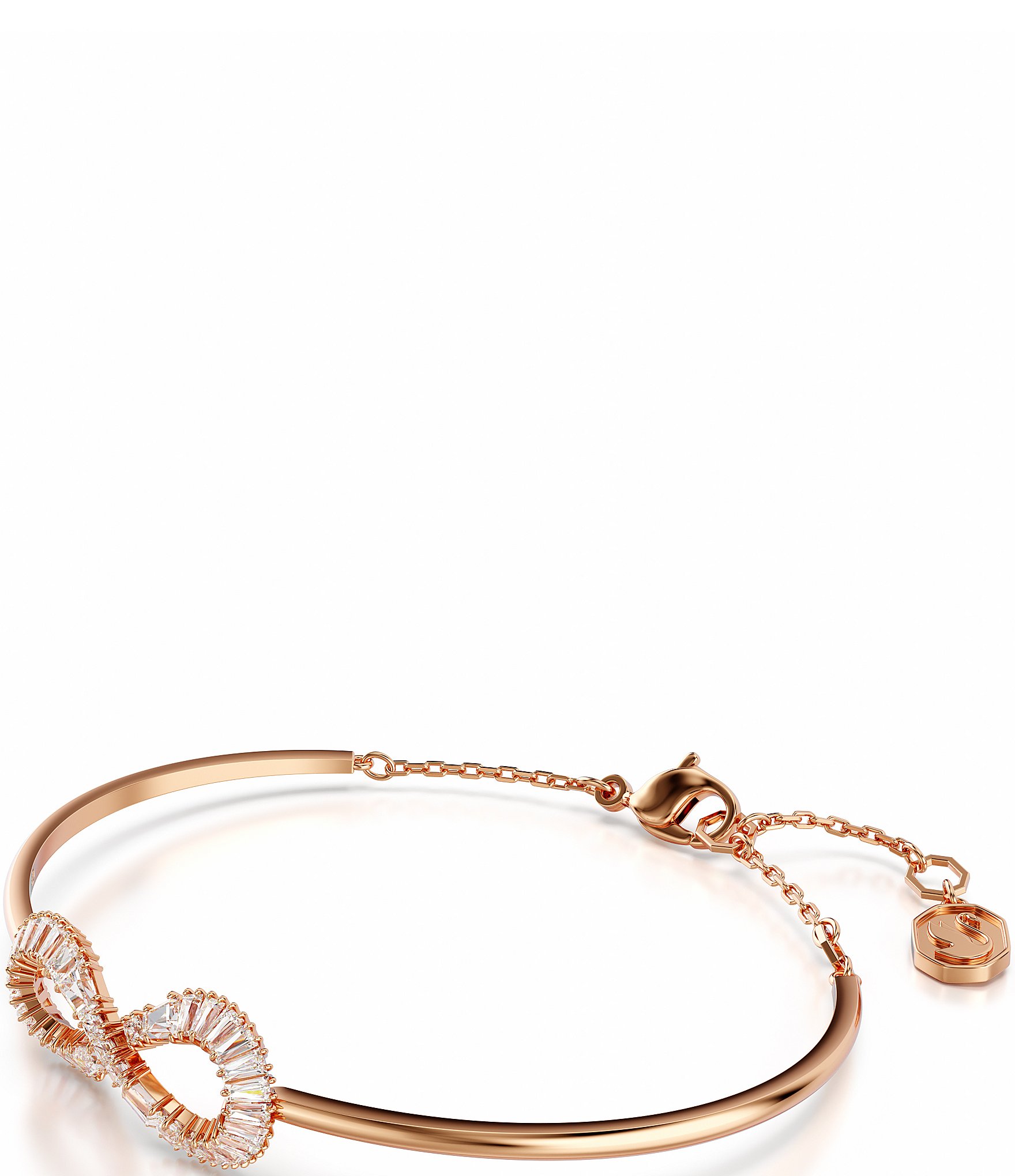 Swarovski Crystal Hyperbola Infinity Rose Gold Bangle Bracelet