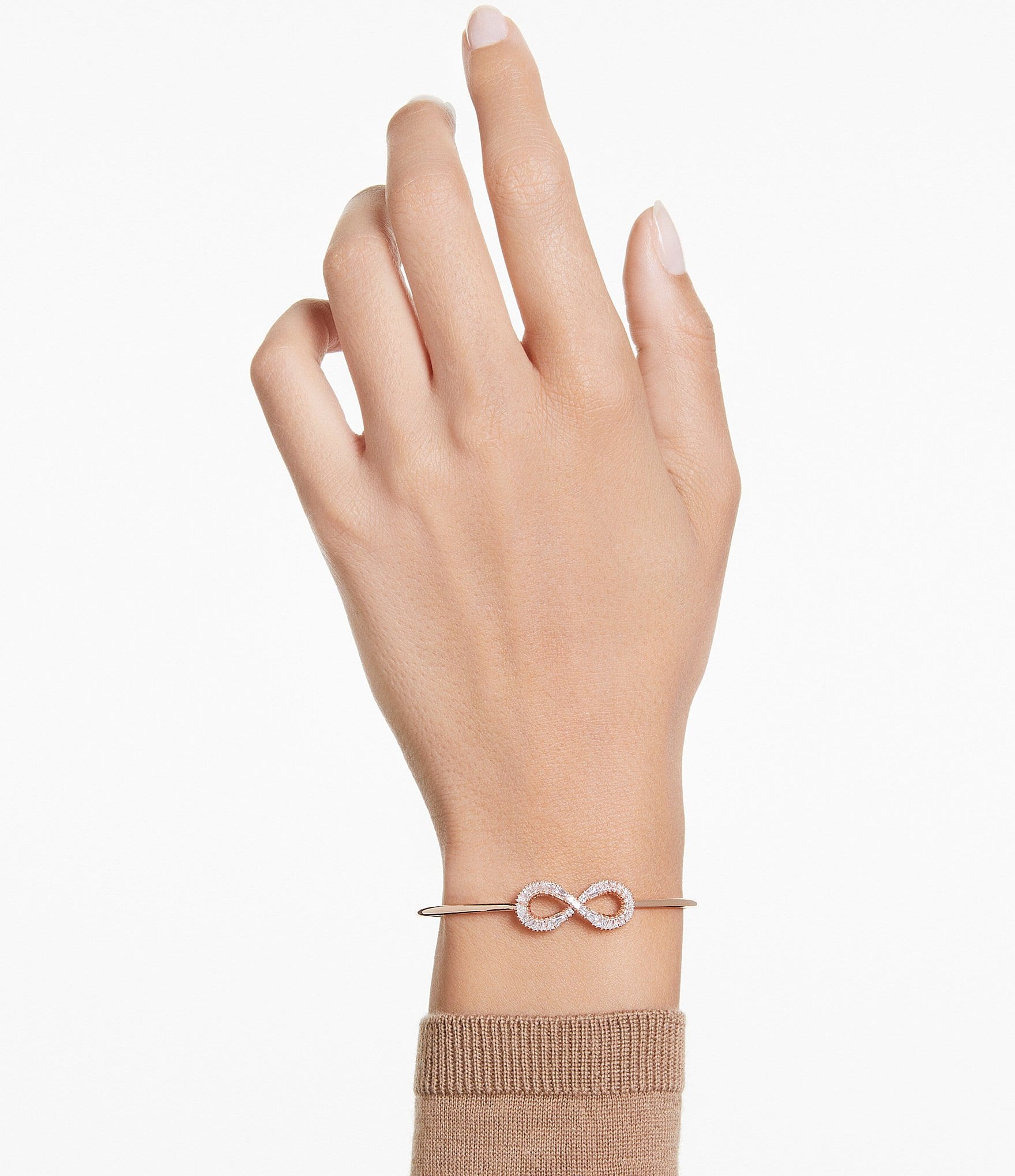 Swarovski Crystal Hyperbola Infinity Rose Gold Bangle Bracelet