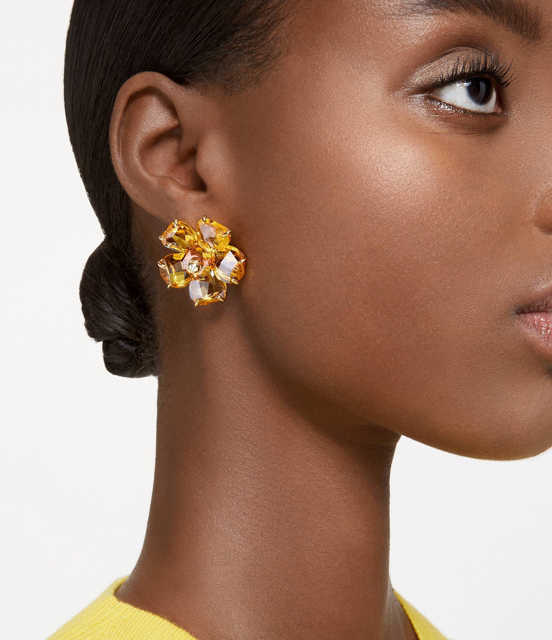 Swarovski Florere Yellow Flower Crystal Stud Earrings