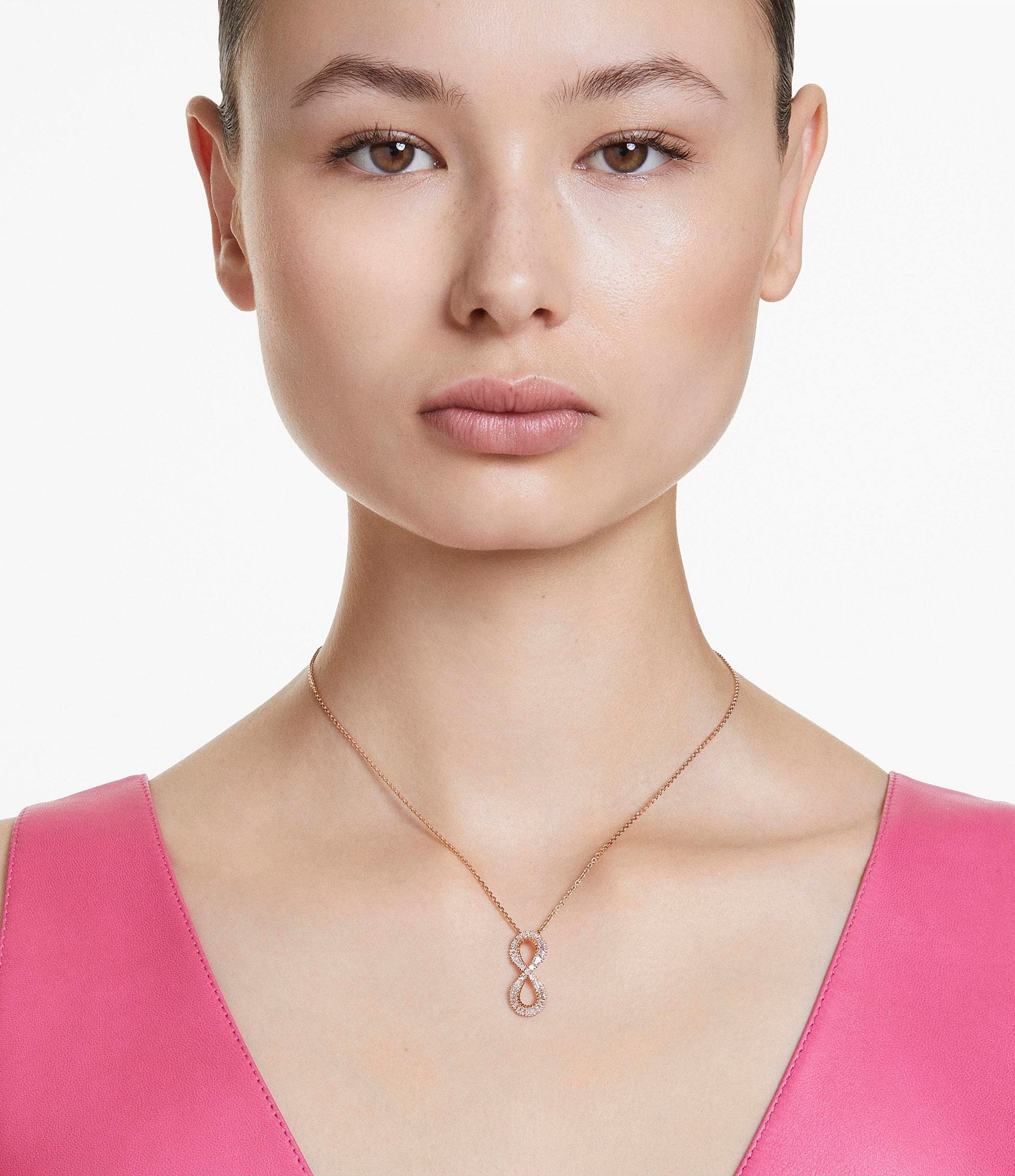 Swarovski Hyperbola Infinity Rose Gold Crystal Short Pendant Necklace