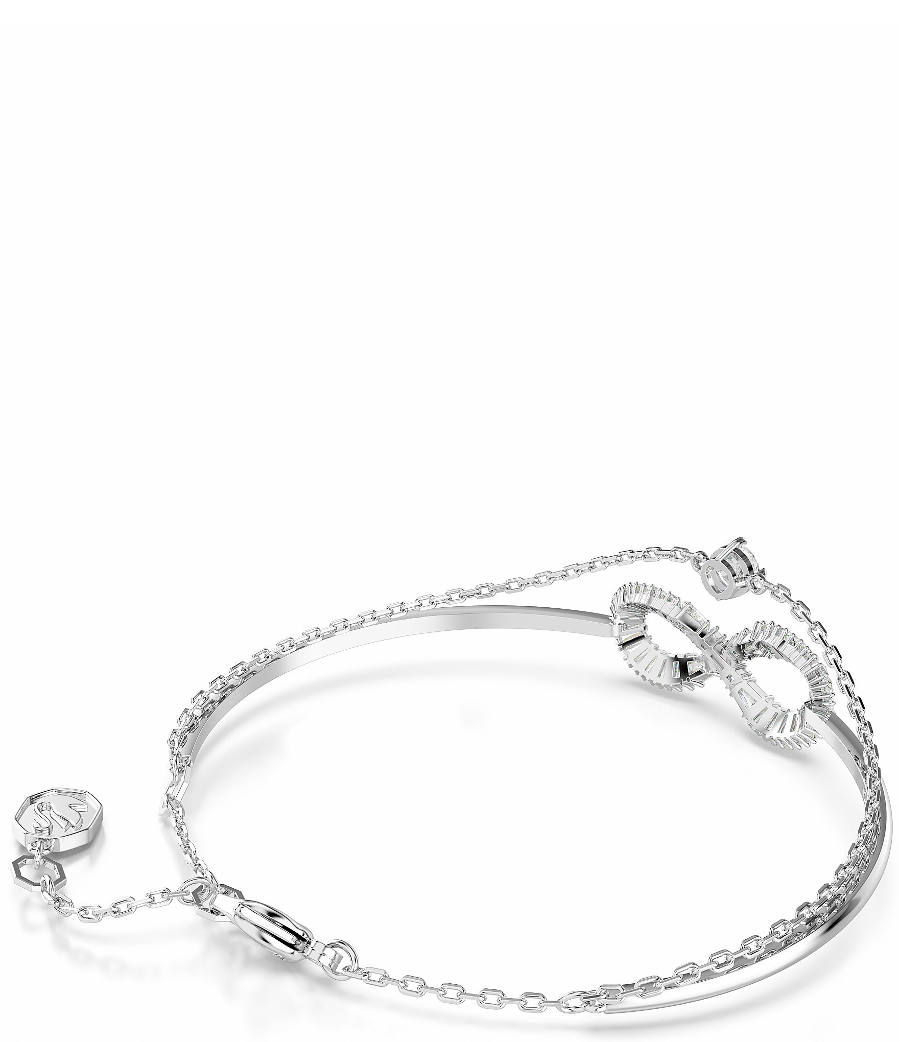 Swarovski Hyperbola Crystal Infinity Silver Bangle Double Bracelet