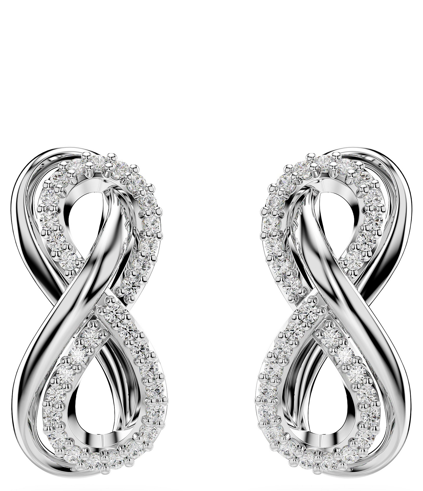 Swarovski Hyperbola Infinity Silver Crystal Stud Earrings