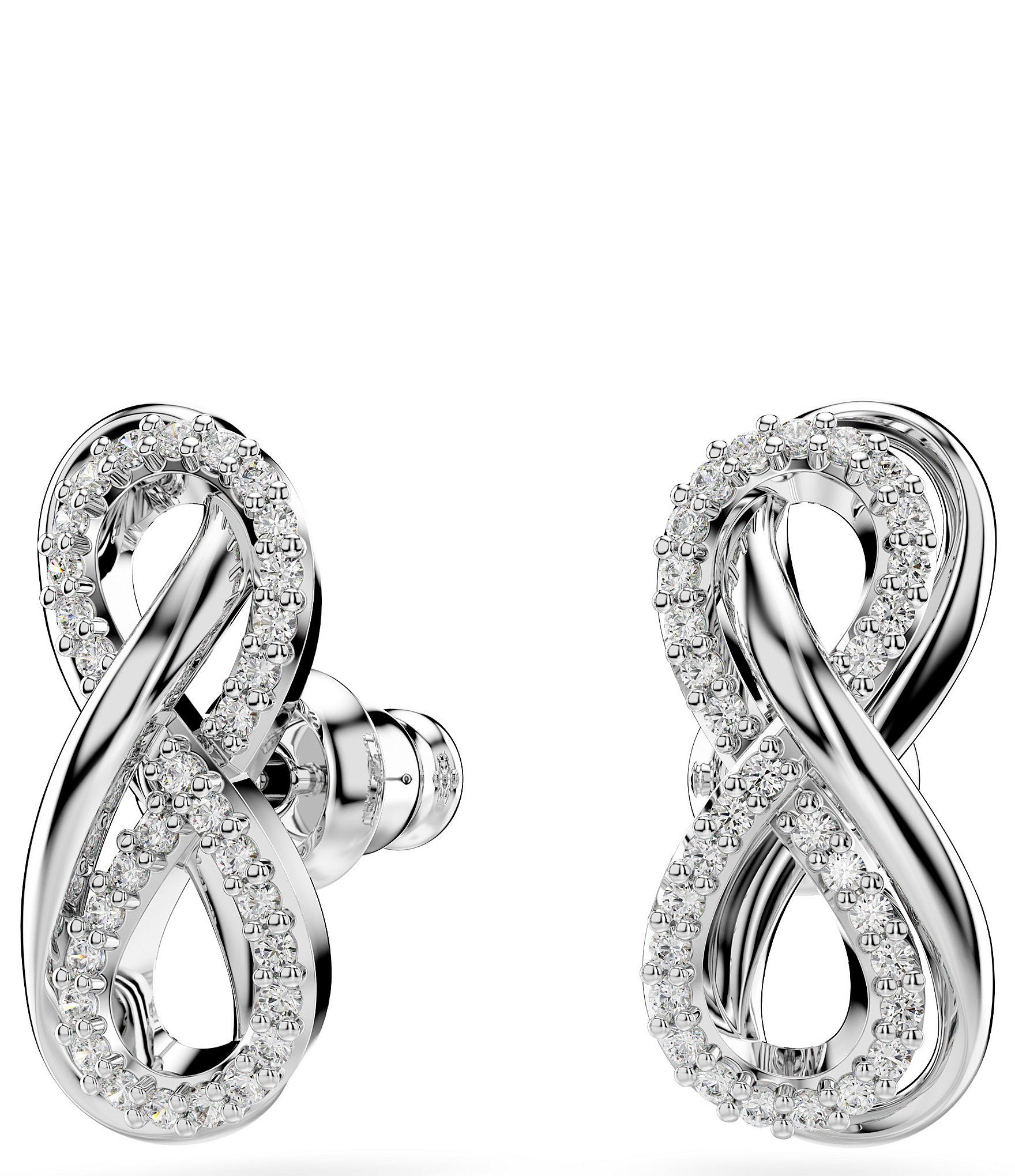 Swarovski Hyperbola Infinity Silver Crystal Stud Earrings