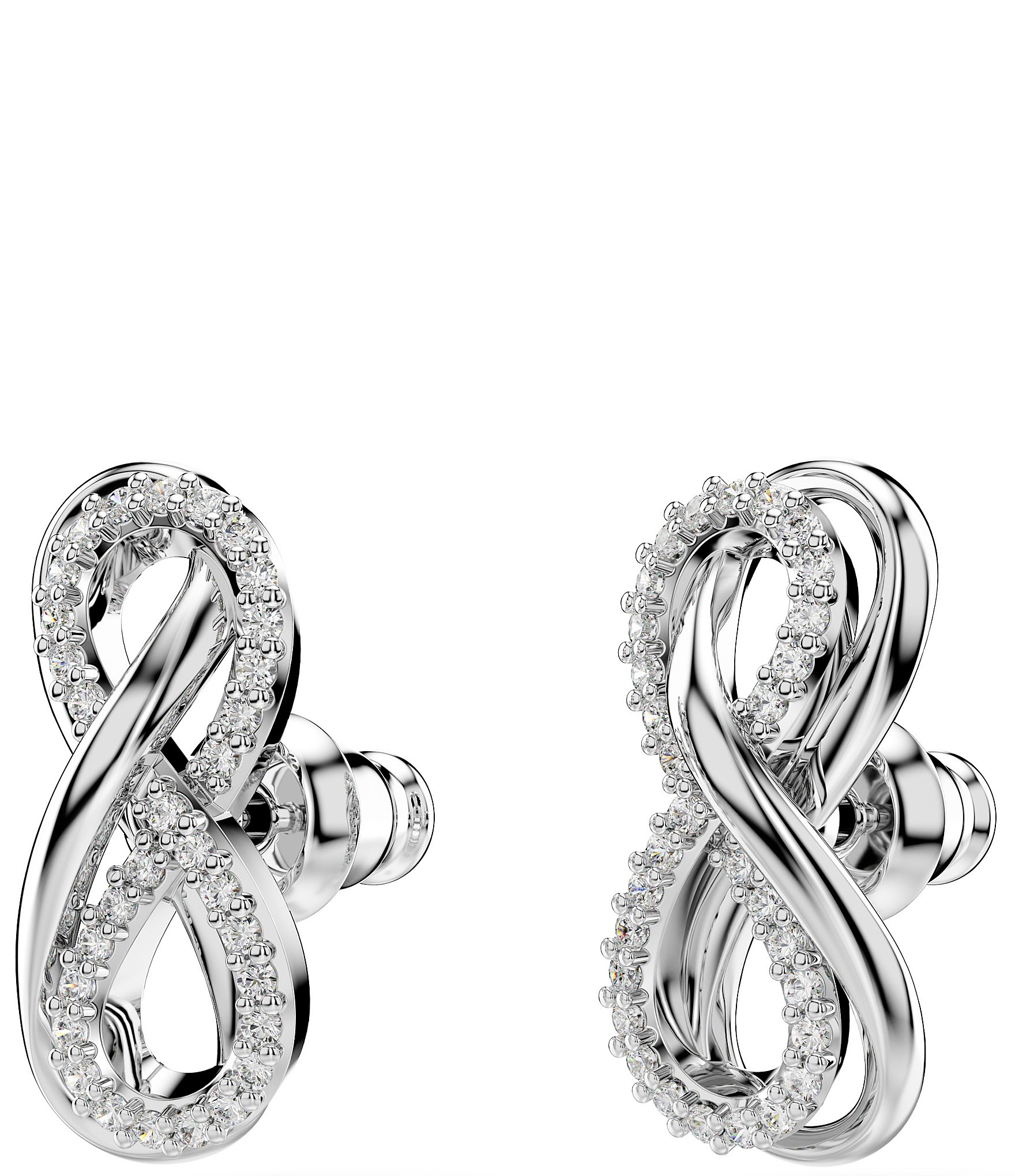 Swarovski Hyperbola Infinity Silver Crystal Stud Earrings