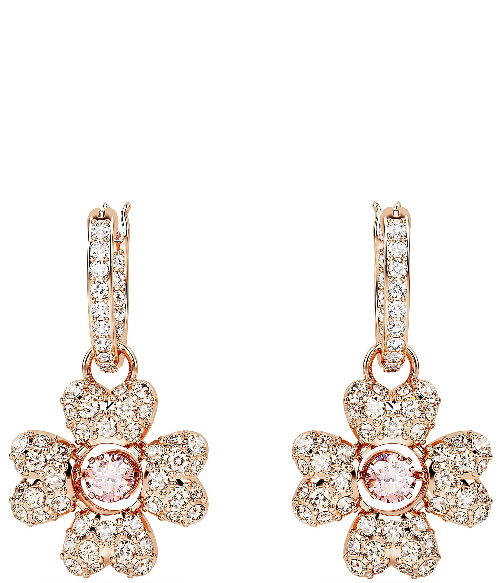 Swarovski Idyllia Clover Huggie Crystal Hoop Drop Earrings