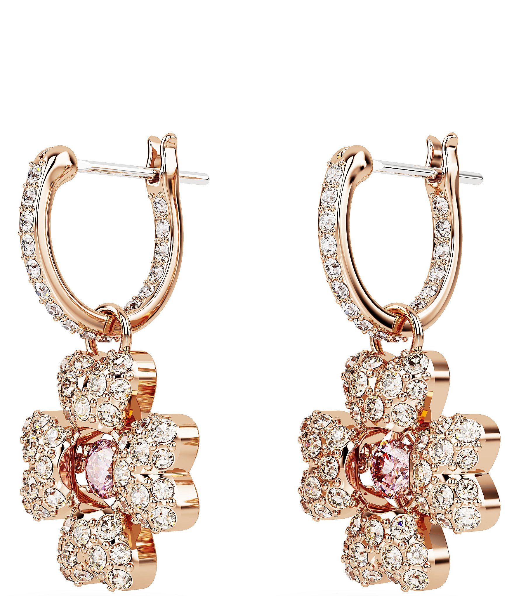 Swarovski Idyllia Clover Huggie Crystal Hoop Drop Earrings