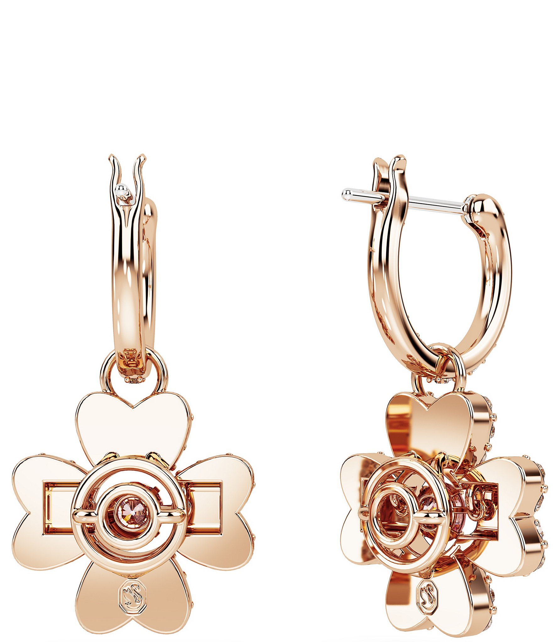 Swarovski Idyllia Clover Huggie Crystal Hoop Drop Earrings