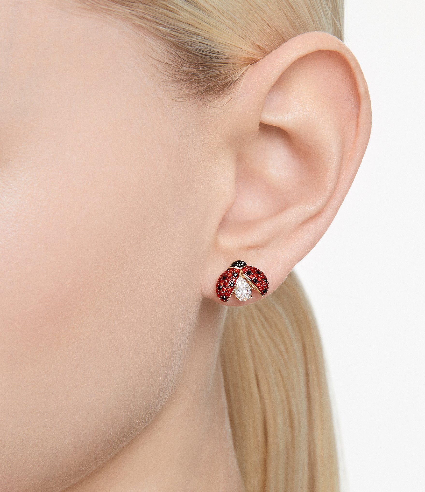 Swarovski Idyllia Ladybug Crystal Mismatch Drop And Stud Earrings The Shops at Willow Bend