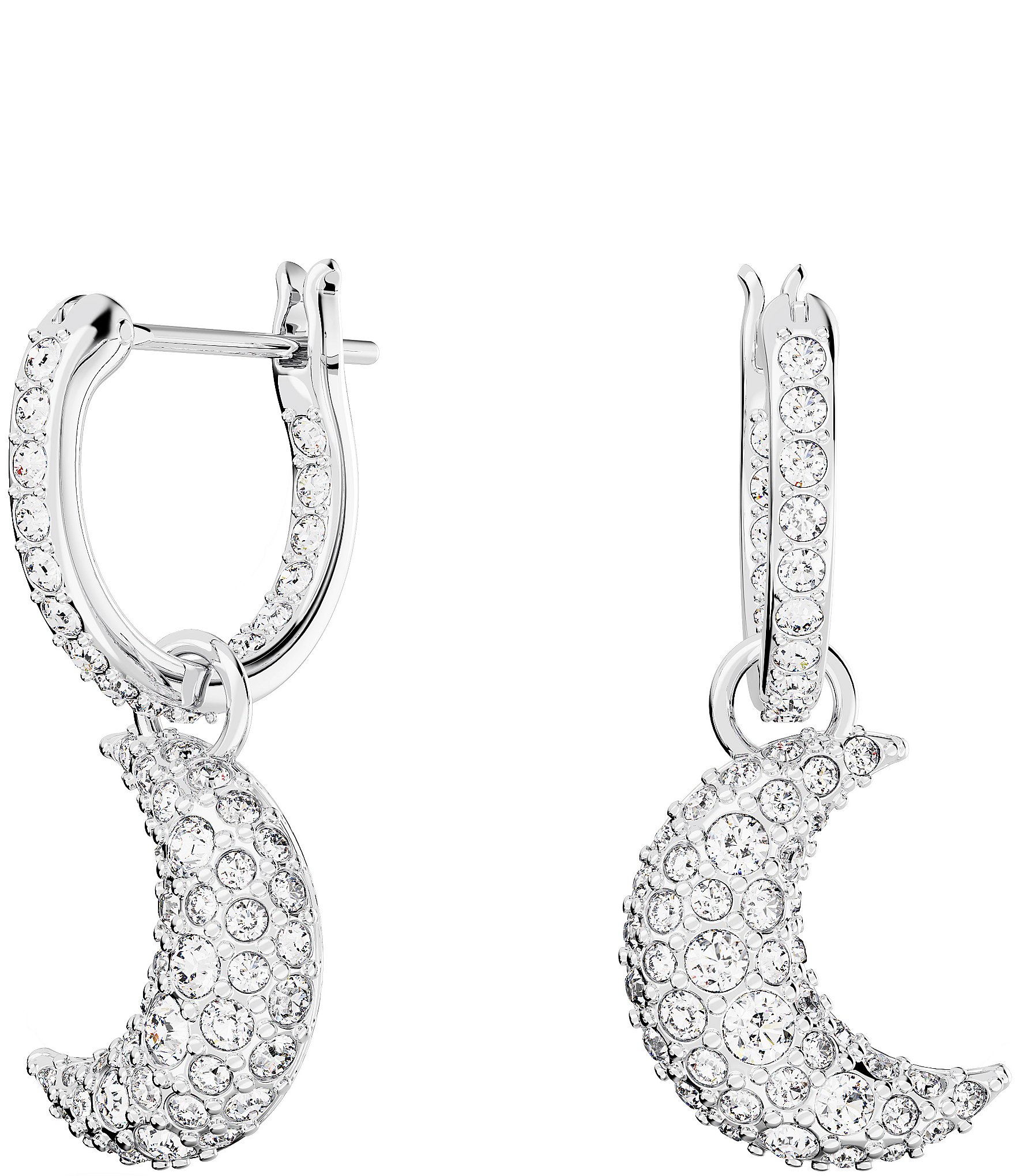 Swarovski Luna Moon Crystal Huggie Hoop Drop Earrings