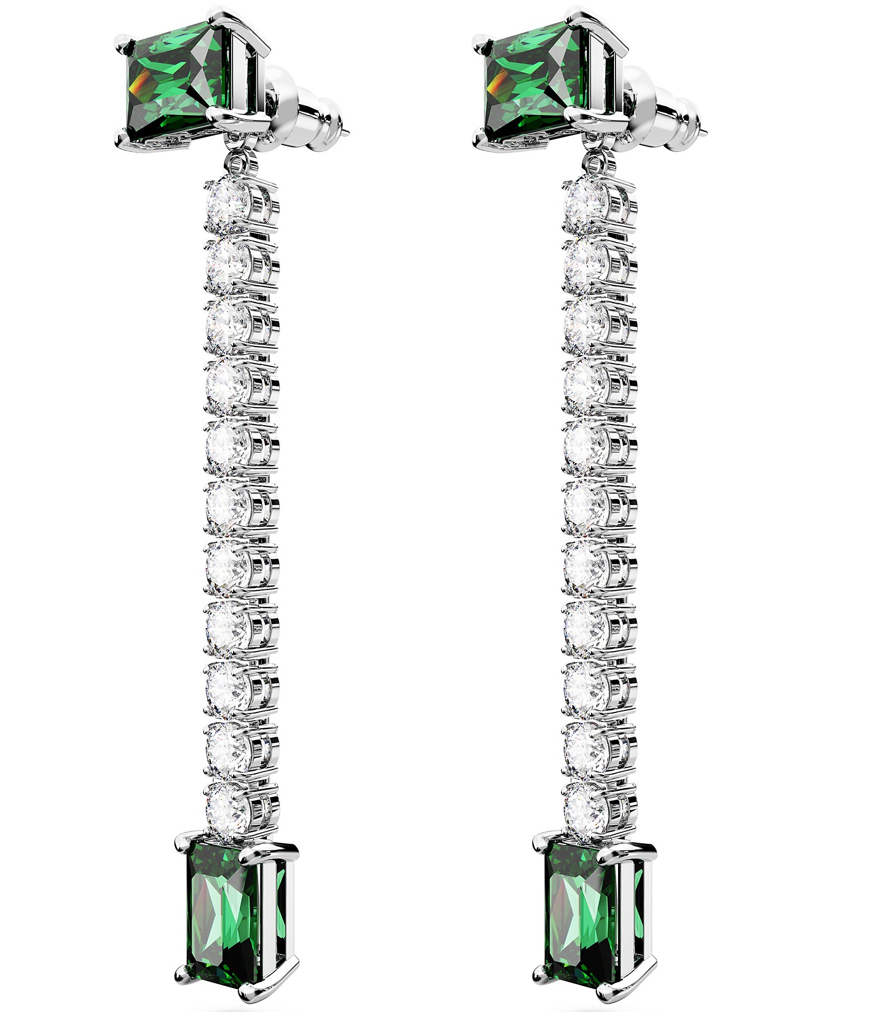 Swarovski Matrix Collection Green Mixed Crystal Cut Drop Earrings