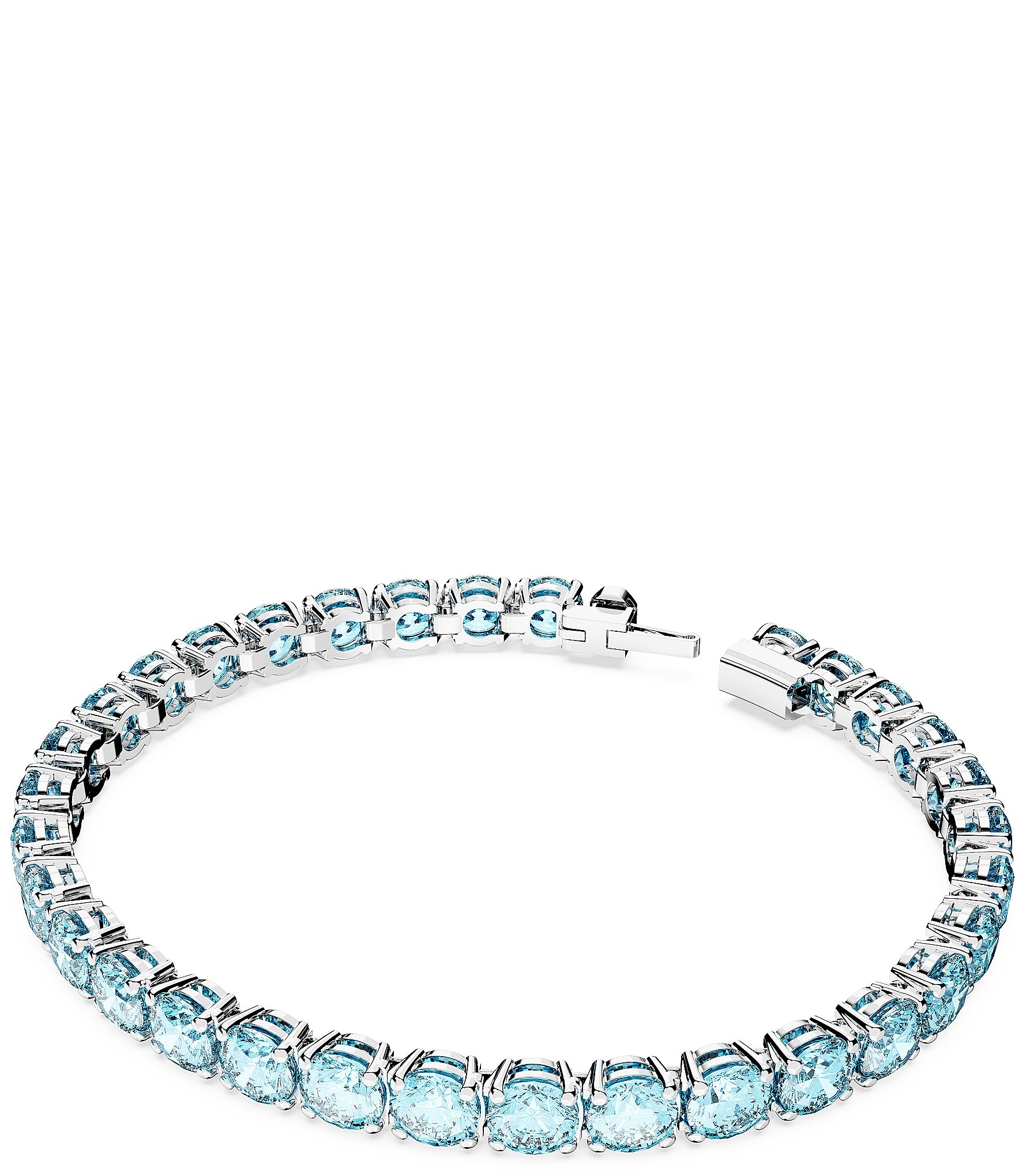 Swarovski Matrix Collection Blue Rhodium-Plated Tennis Crystal Line Bracelet